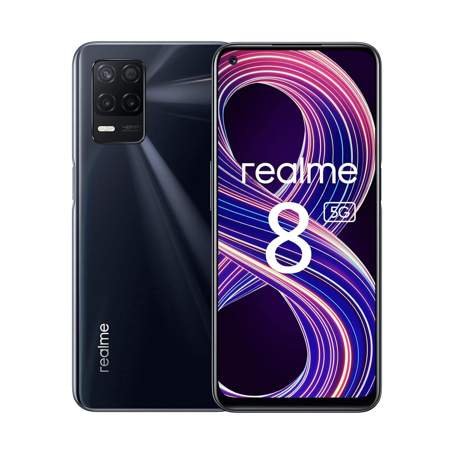 Realme 8 5G Dual-SIM 128GB ROM + 6GB RAM (GSM Only | No CDMA) Factory Unlocked 5G Smartphone - Supersonic Black - International Version