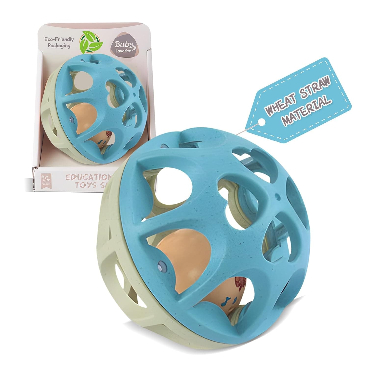 Baby Rattle, Soft Teething Montessori Sensory Toy for 3-6M
