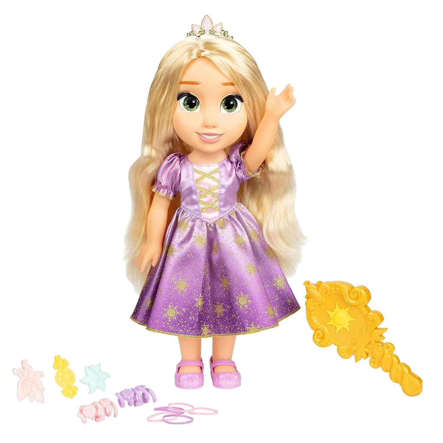 Disney Princess Rapunzel Doll, Magical Glowing Hair and Singing Doll with Accessories for Extra Play, Wear and Share the Accessories to Create Fun Hari Styles For You and Rapunzel!