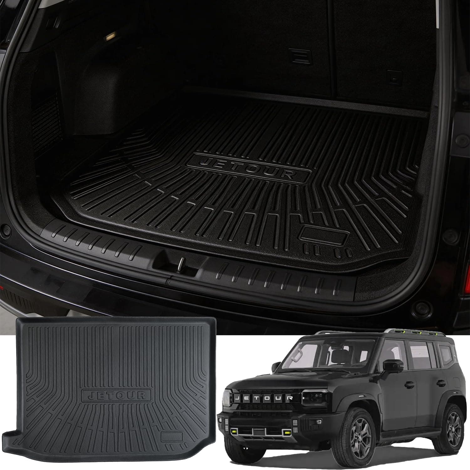 Trunk Mat for Jetour T2 Traveler 2024 2025 Accessories,Custom Fit Car Trunk Mat,All Weather Cargo Mat for Jetour T2 Accessories,100% Protection TPE - Easy-to-Wash