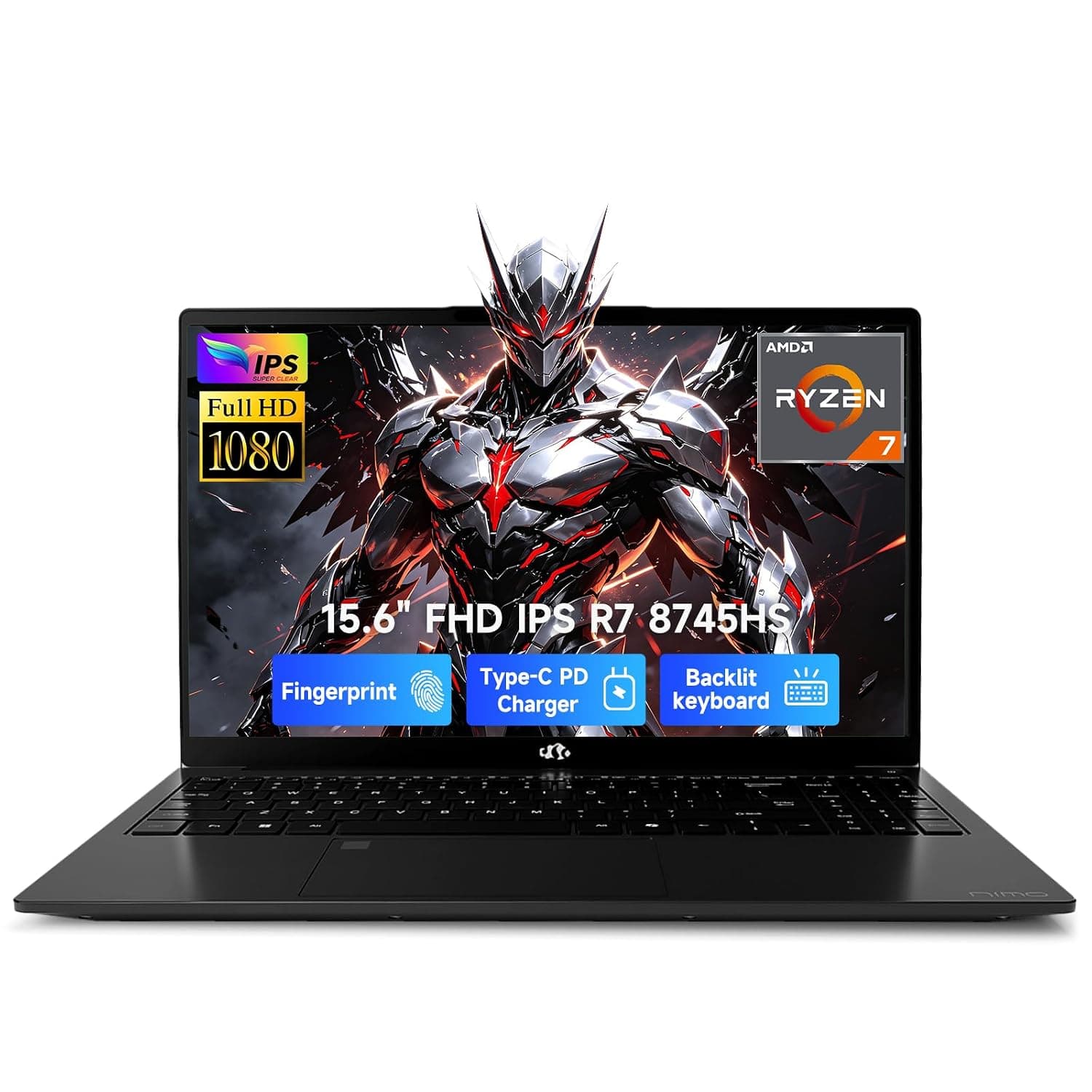 NIMO 15.6" IPS FHD Gaming Laptop, Ryzen 7 8745HS 32GB DDR5 RAM 1TB SSD (8C/16T, up to 4.9GHz) Radeon 780M Graphics Business Computer with 100W Type-C Backlit Keyboard, Fingerprint USB4
