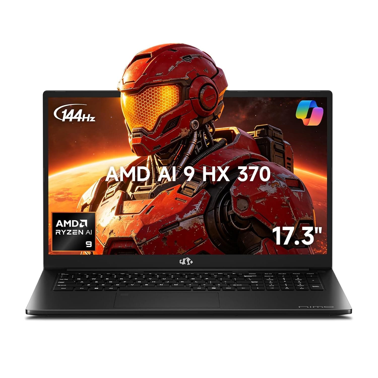 NIMO 17.3" AI Laptop, 12 Cores Ryzen AI 9 HX 370 32GB RAM 1TB SSD (Beat Ultra 9 285H Up to 5.1GHz), Radeon 890M, 100W fast PD 144Hz FHD Backlit KB USB 4.0 for Gamer & Business 2-Yr warranty