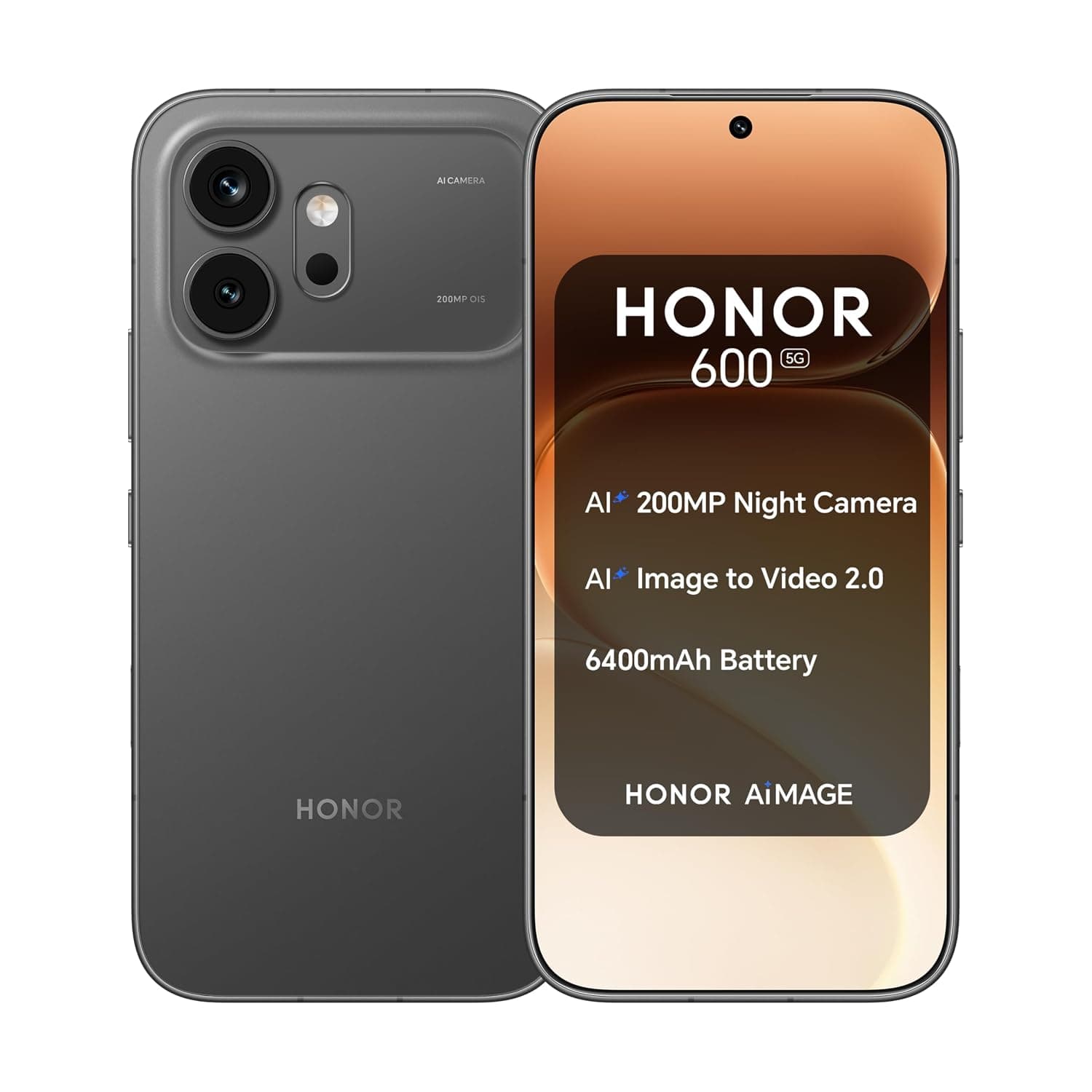 Honor 600 Dual-SIM 256GB ROM + 8GB RAM (GSM Only | No CDMA) Factory Unlocked 5G Smartphone (Black) - International Version