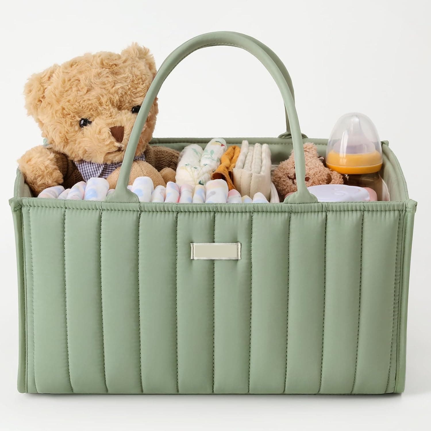 Baby Diaper Caddy Organizer - Stylish Nursery Storage Basket for Newborn Essentials, Diapers & Wipes -Registry Must-Have (Peacock Blue)