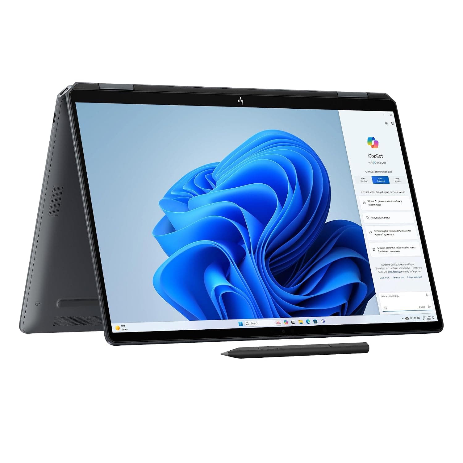 HP OmniBook Ultra Flip Laptop 14-fh0009nx, 14" 3K Display, Touch screen, Intel Core Ultra 7-256V, Intel Arc Graphics, 16GB RAM, 1TB SSD, 2 Year Warranty, Windows 11 Home, Eclipse gray - B54SREA