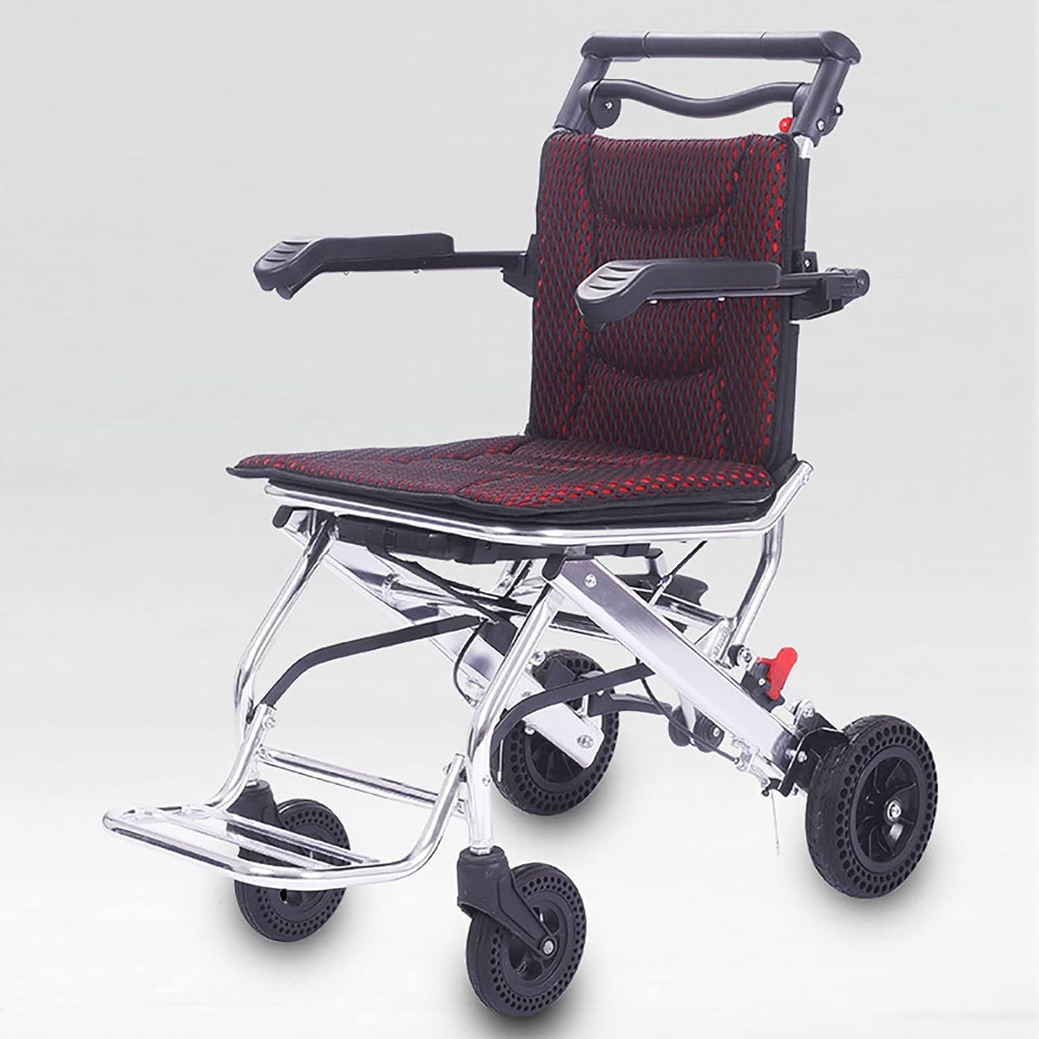 PEAMAN Lightweight Aluminium Wheelchair, Small Ultralight Portable Simple Travel Wheelchair Folding Transport Mobility Scooters for Elderly