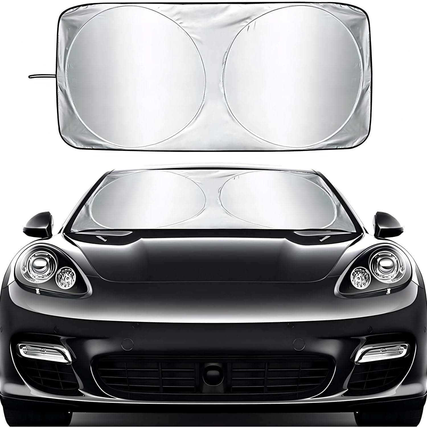 Front Windshield Sun Shade, Size 150×80 cm – Heat and Sunlight Reflector – Foldable Front Sun Shade for Easy Storage – Blocks Sunlight to Keep Car Cool – For Men and Women