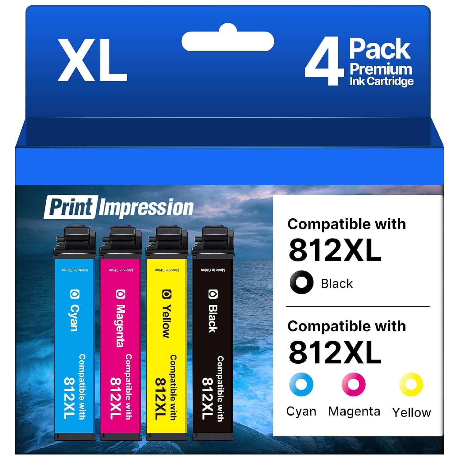 Remanufactured for Epson 812XL Ink Cartridges Combo Pack Replacement for 812XL Ink Cartridges Epson for 812 Ink Cartridge for Workforce Pro WF-7840 WF-7820 WF-7310 EC-C7000 Printer (4 Pack)