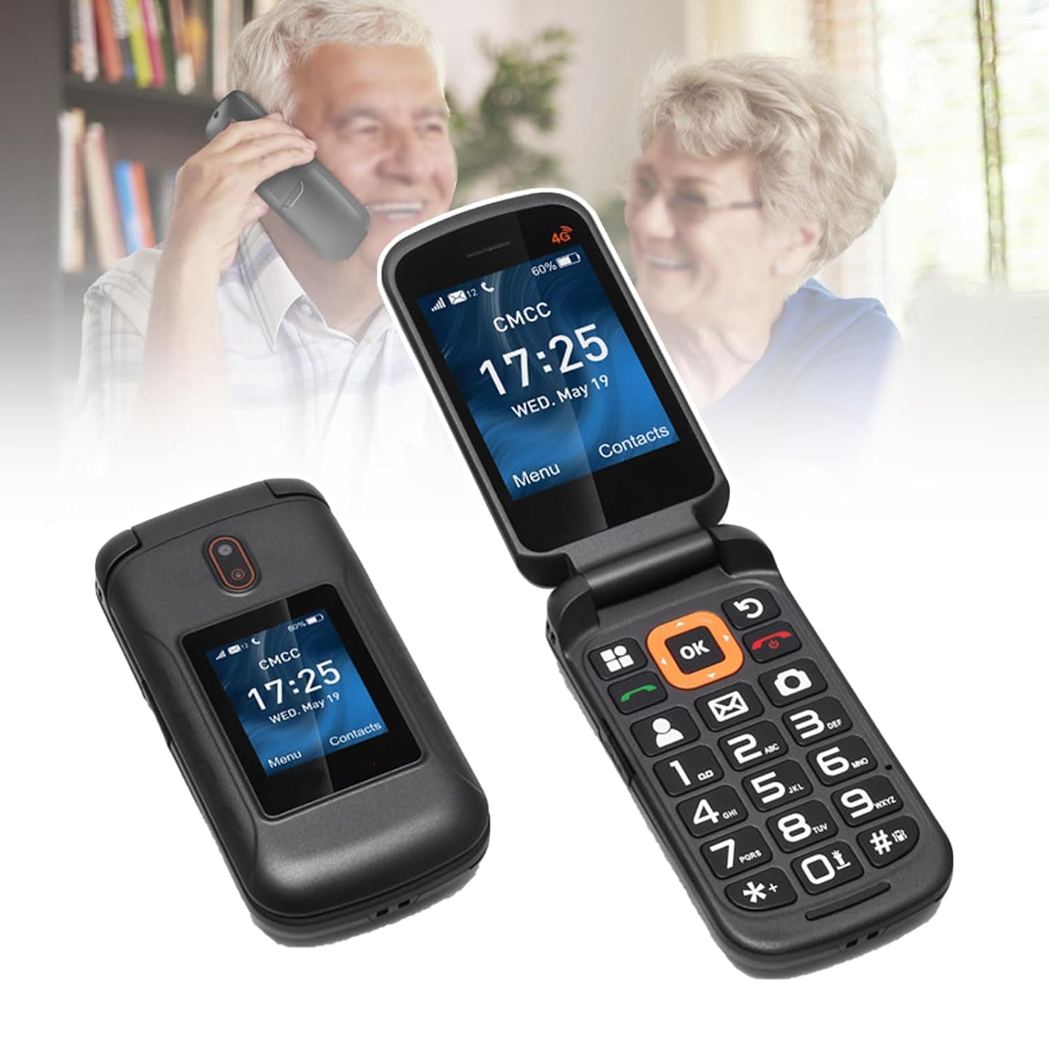 Basic Mobile Phone for the Elderly, Large Keyboard, Large Fonts, Large Display, Large Speakers, Waterproof/Anti-Fall, Rich in Functions, Easy to Use,Black