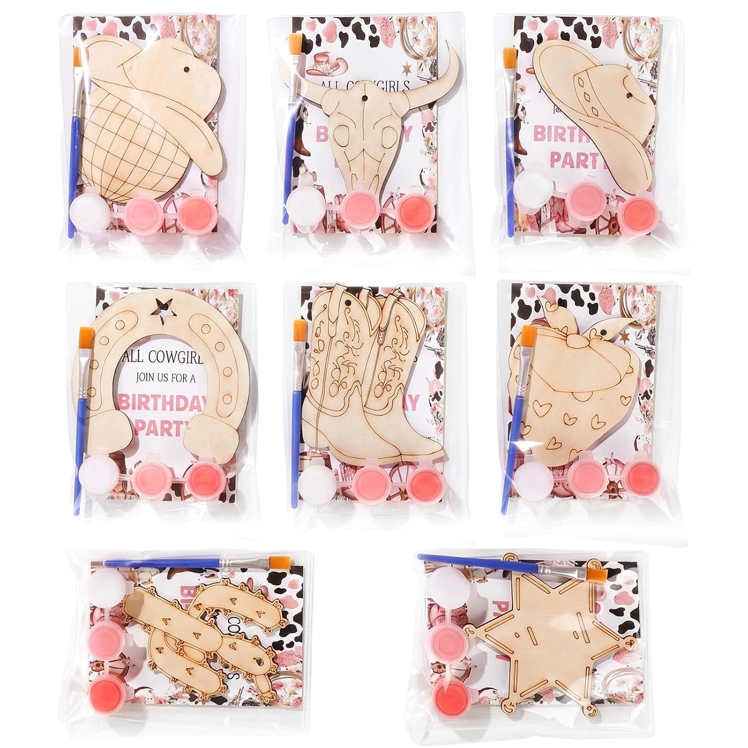 Saypacck 24 Pcs Cowgirl Party Favors Wooden Paint Craft Kits | Cowgirl Painting Crafts, Birthday Goodie Bag Fillers, Thank You Gifts for Kids Celebrations Decor