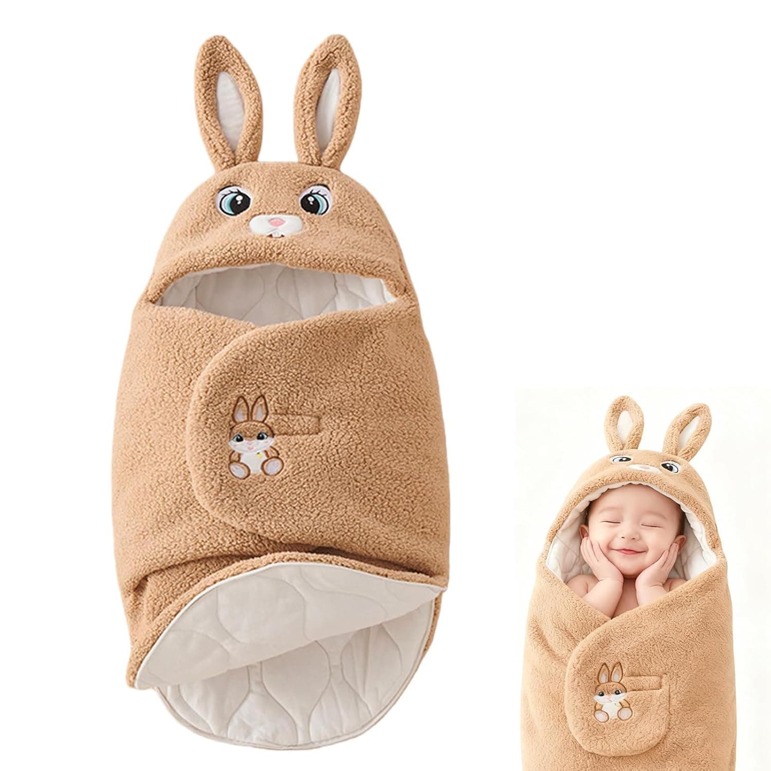 Newborn Swaddle Sack for 0–6 Months, Soft Cotton Baby Swaddle Blanket with Adjustable Closure, Cozy Infant Sleep Sack for Boys & Girls, Easy Diaper Change Baby Essentials for New Moms (Brown)