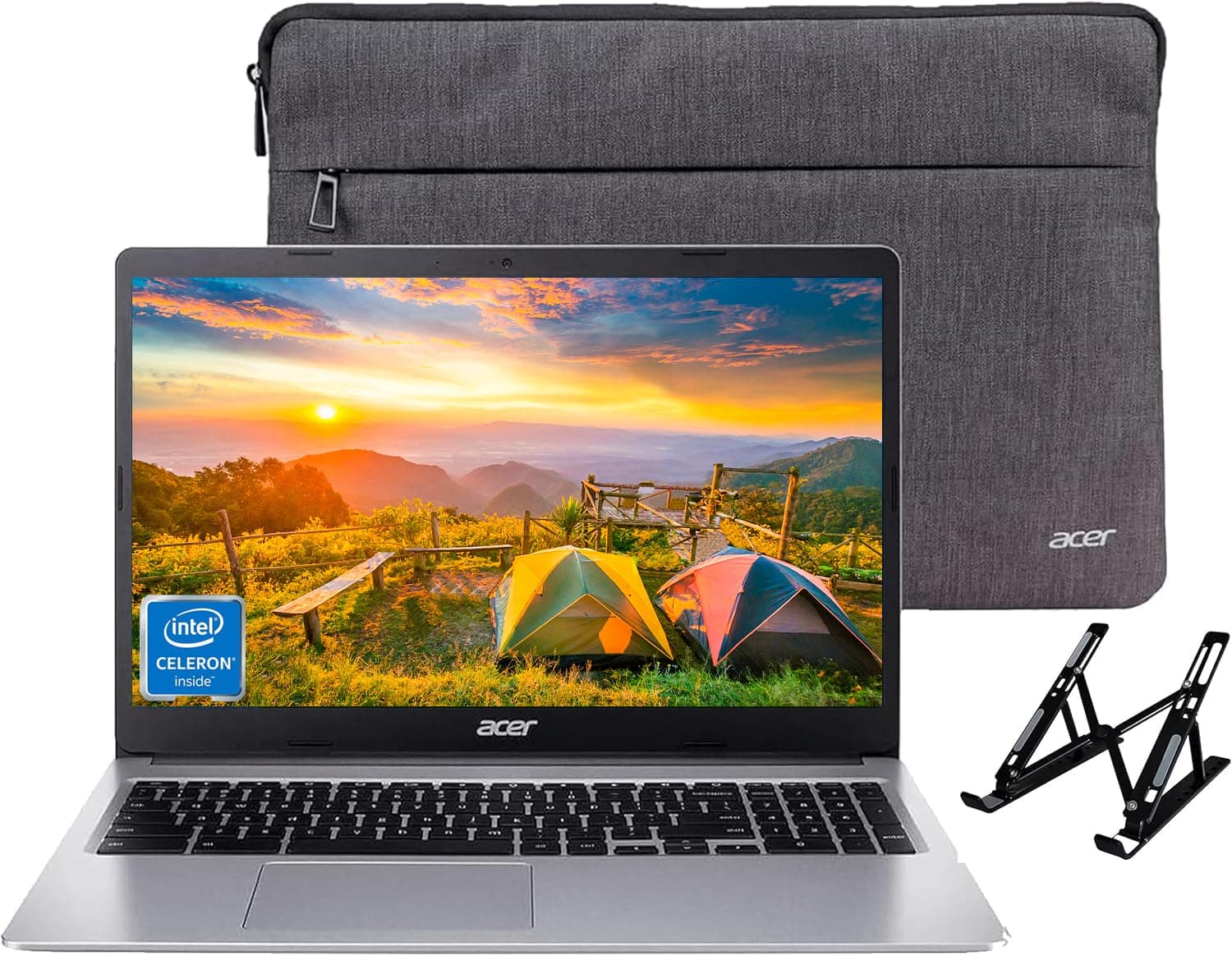 acer Chromebook 315 Laptop - for Student and Business, 15.6" HD Display, Intel Dual-Core CPU, 4GB RAM, 64GB eMMC, Intel UHD Graphics, Long Battery Life, Wi-Fi, Bluetooth, Chrome OS, with Bag & Stand