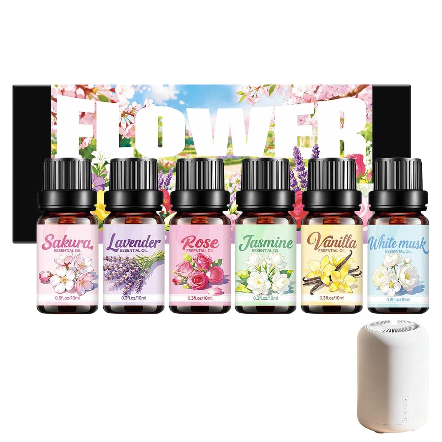 Fragrance Oil 6 Pieces Refreshing Long-Lasting | 10ml Flower Scent Fragrance Oil for Road Trip Humidifier Christmas Mother's Day Birthday Valentine's Day
