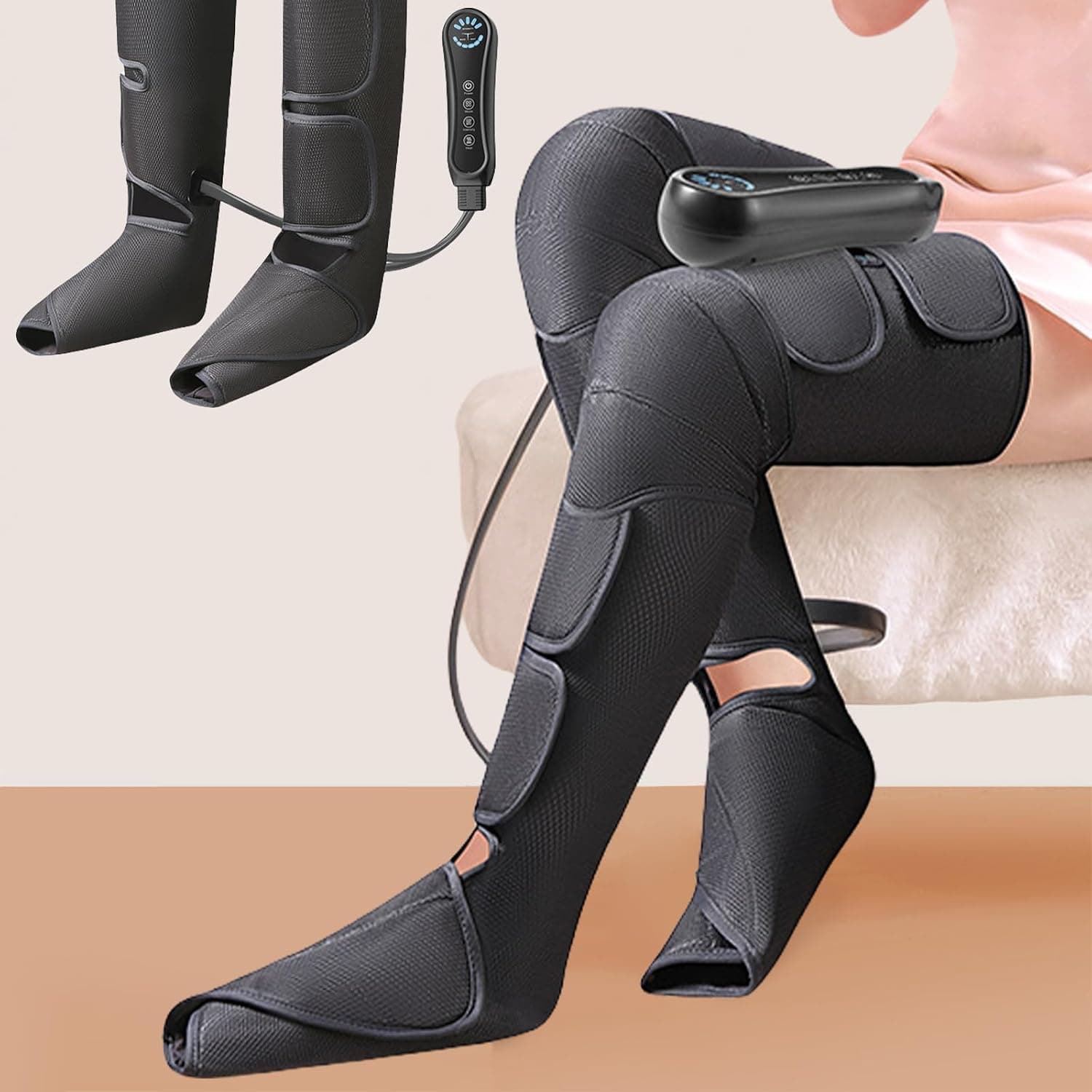 Leg Massager with Heat and Air Compression, Foot and Calf Massage Boots for Tired Muscles, Leg Relaxer for Circulation Support and Muscle Relaxation