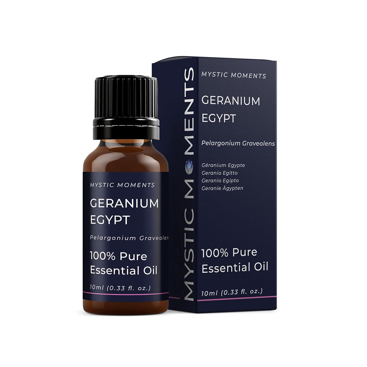 Mystic Moments | Geranium Egypt Essential Oil 10ml - Pure & Natural Oil for Diffusers, Aromatherapy & Massage Blends Vegan GMO Free