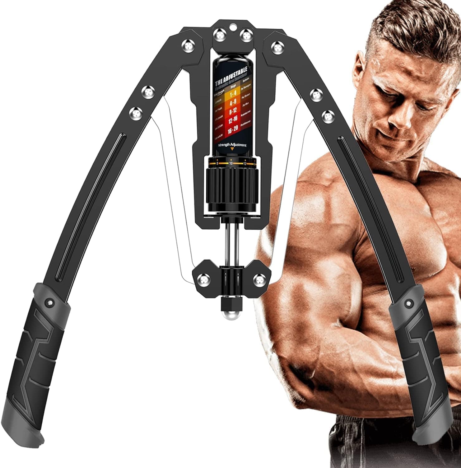 Oasisgalore Twister Arm Trainer for Home Workout Fitness, Gorilla Bar Chest Trainer Home Gym Workout Equipment Accessories for Exercise and Fitness, 22-440lbs Hydraulic Twister Arm Exerciser for Men