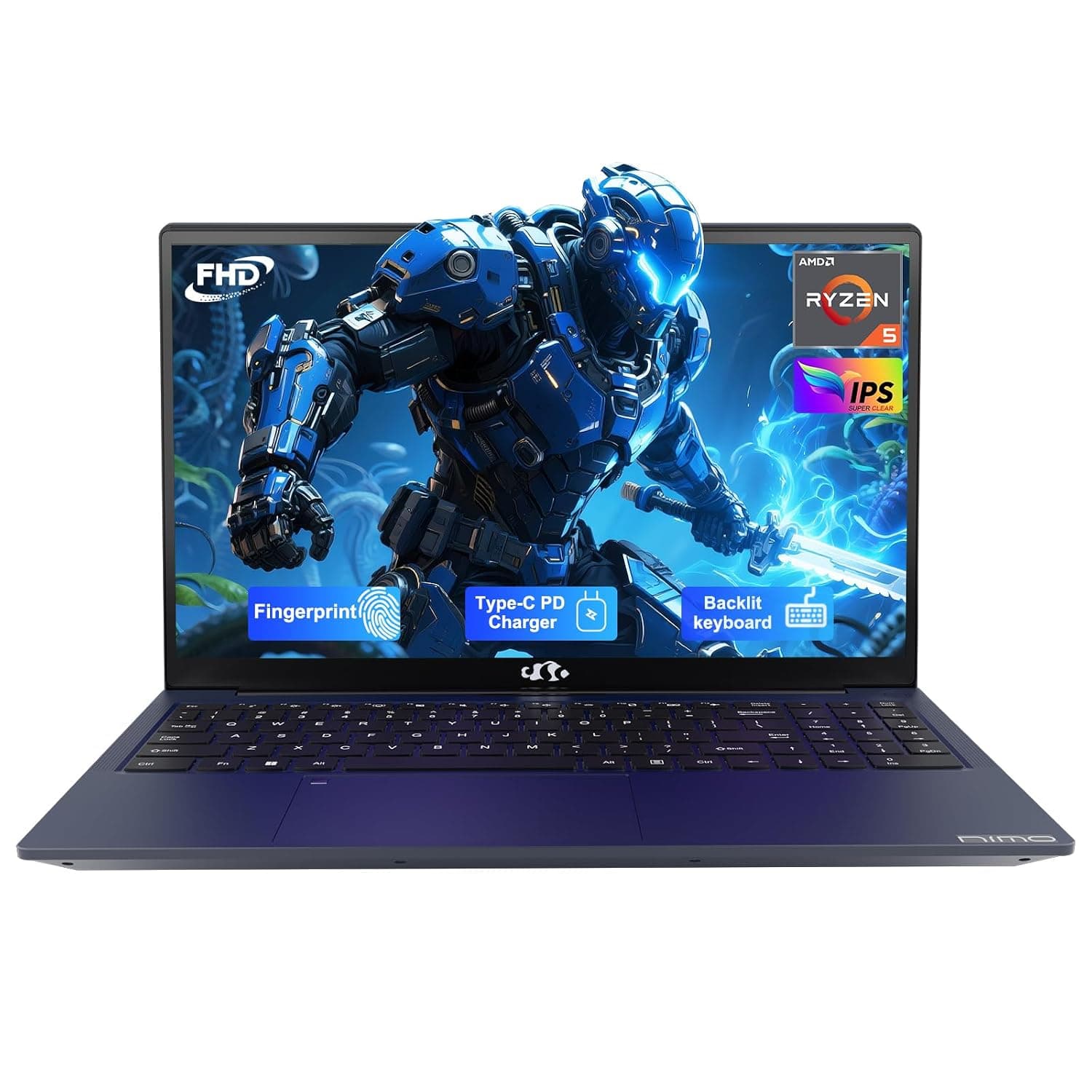 NIMO 15.6'' IPS FHD-Laptop, Ryzen 5, 16GB RAM 512GB SSD (Beat i5-1135G7, 4 Cores Up to 3.7GHz) Student Computer with 2 Years Warranty, 65W Type-C, Fingerprint, Backlit Keyboa d, BT5.2, Numpad