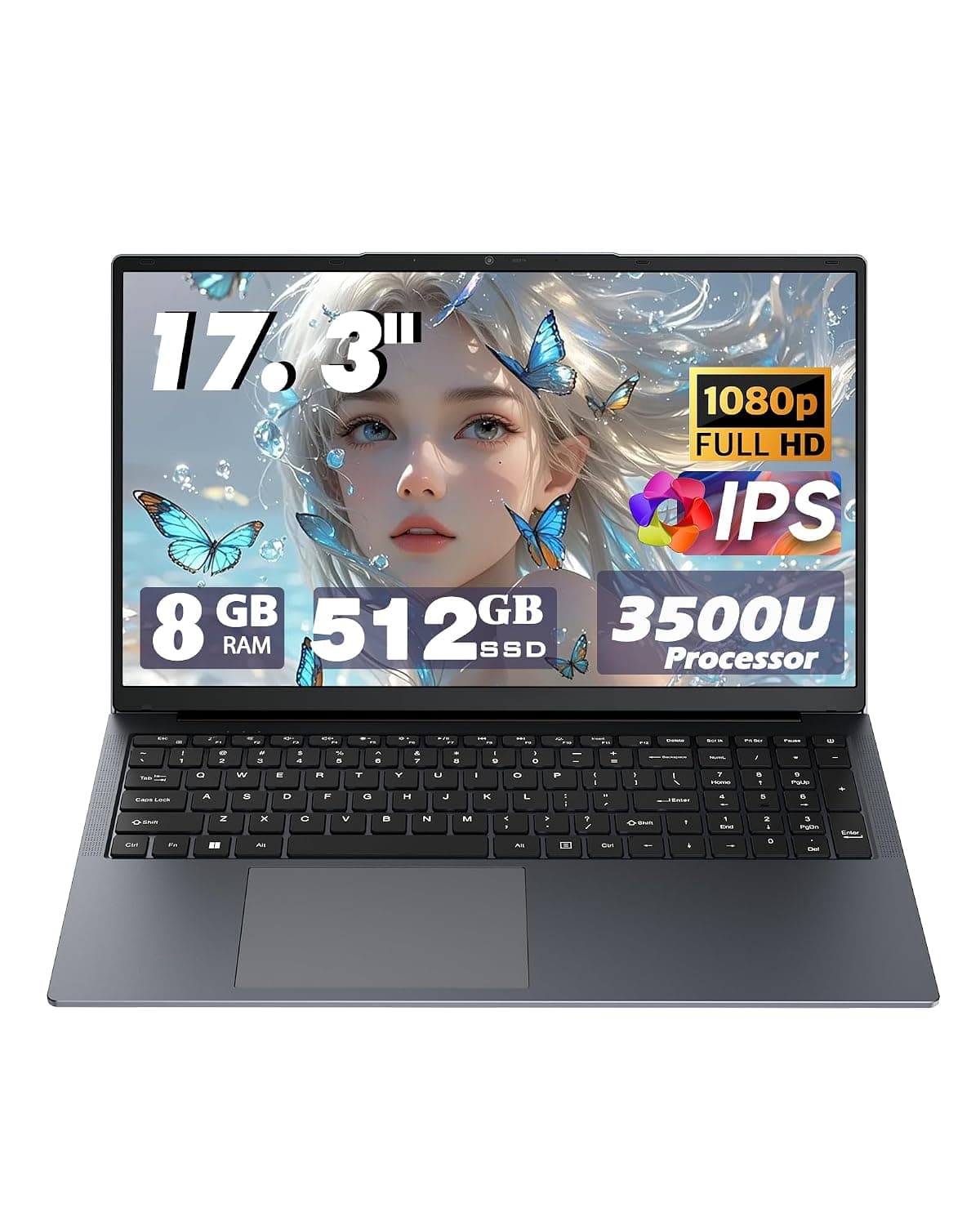 17.3 Inch Backlit Keyboard Laptop, AMD 3500U (Up to 3.7GHz), DDR4 8GB SSD 512GB, Type-C, RJ45, Bluetoothi 5.0, Dual WiFi, USB 3.0, Webcam, HDMI, Ultral Light Laptop for Students and Business