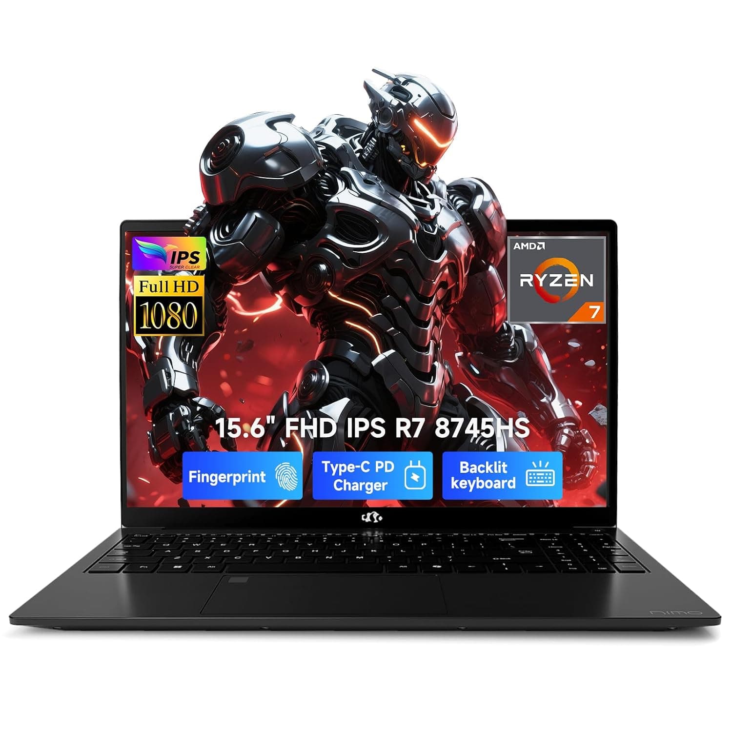 NIMO 17.3" Light-Gaming-Laptop, 8 Cores Ryzen 7 8745HS 16GB DDR5 RAM 1TB SSD (Beat R9 6900HX, up to 4.9GHz) Radeon 780M Graphics IPS FHD Computer with 100W Type-C Backlit Keyboard, Fingerprint