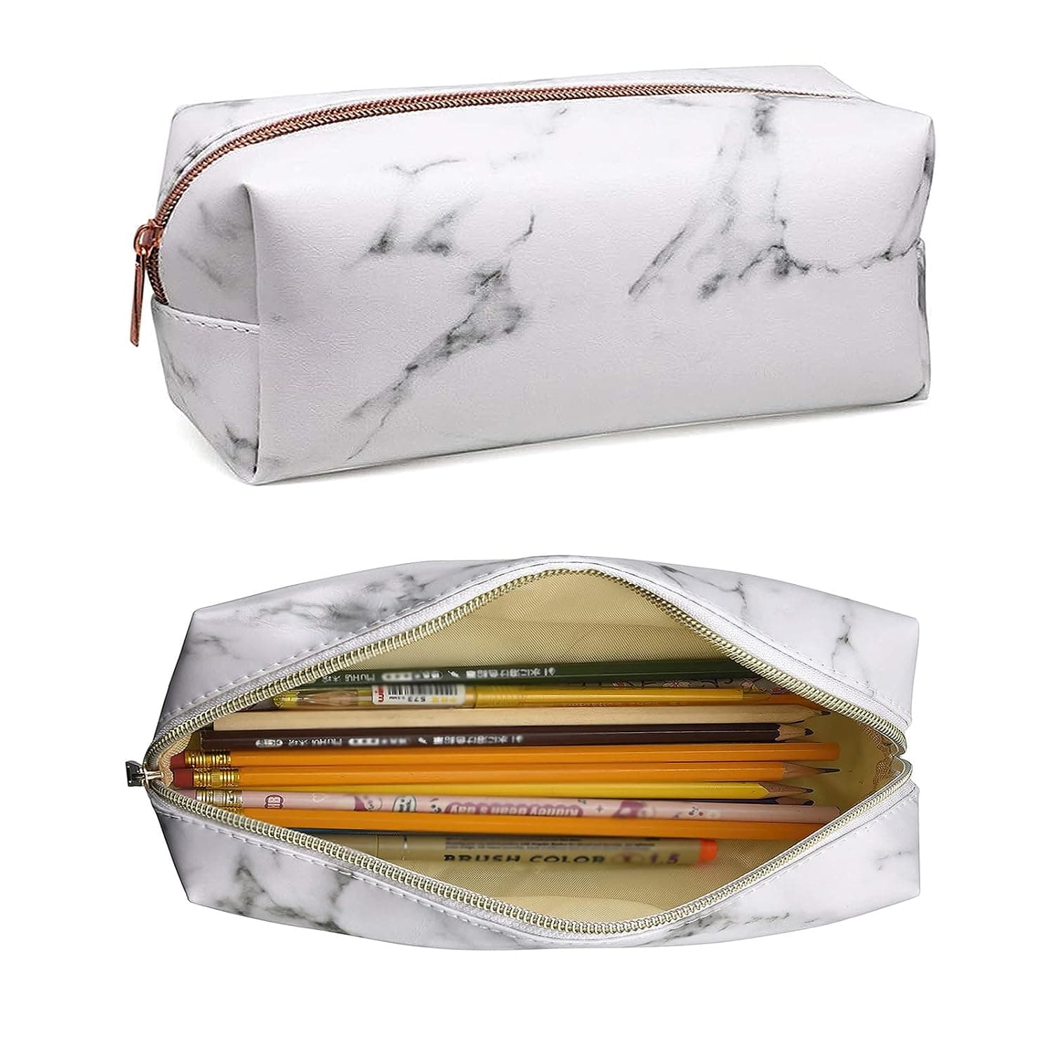 SYOSI Marble Pencil Case Big Capacity Pencil Bag Portable Office Stationery Makeup Bag School Supplies Suitable for Middle High School Girls Boys Teen Storage Organizer Gift, 2 Pack