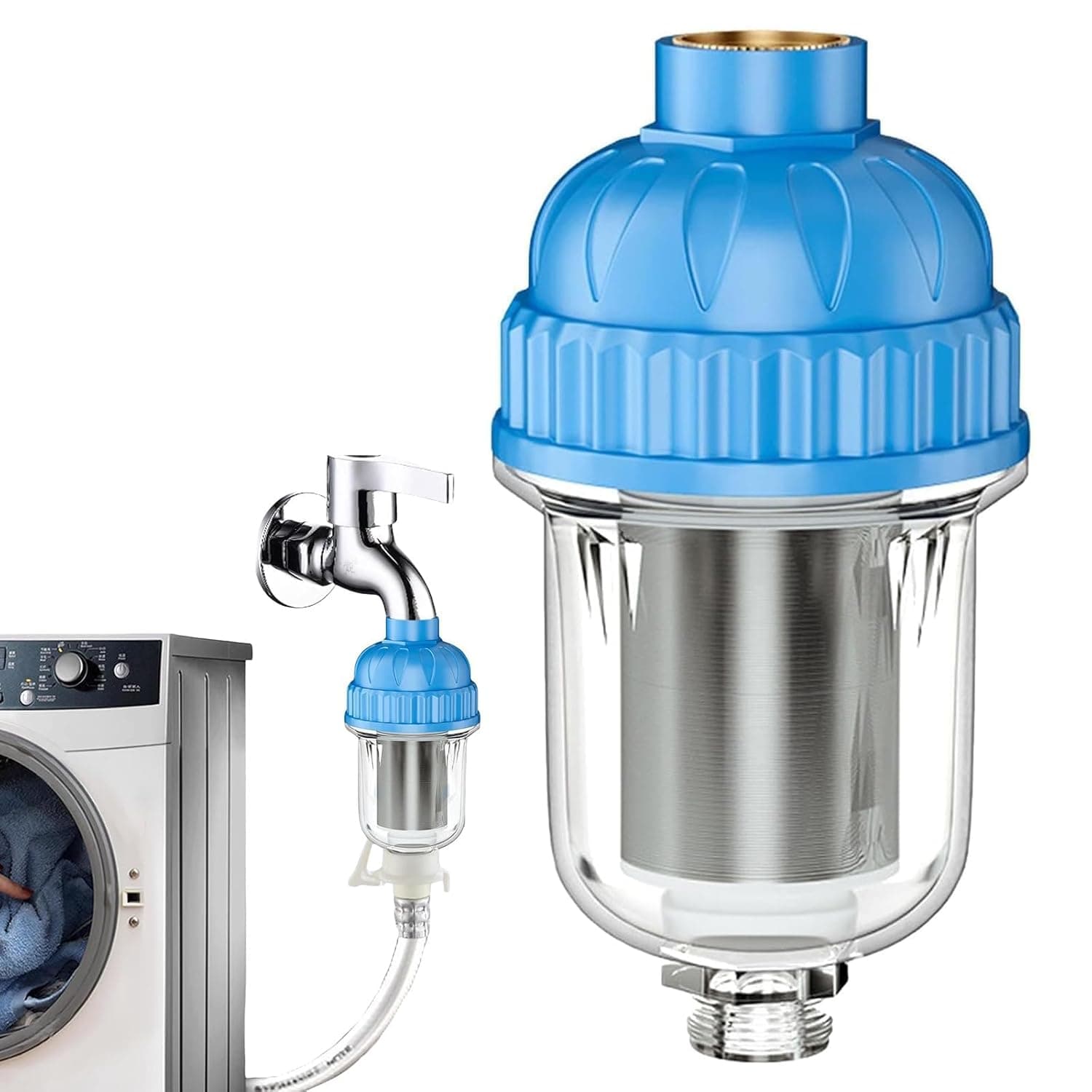 فلتر مياه قابل لاعادة الاستخدام من بوكيلا 40 ميكرومتر من الستانلس ستيل 316، فلتر مسبق للغسالة يحمي الخراطيم والاجهزة، سهل التنظيف ومتين