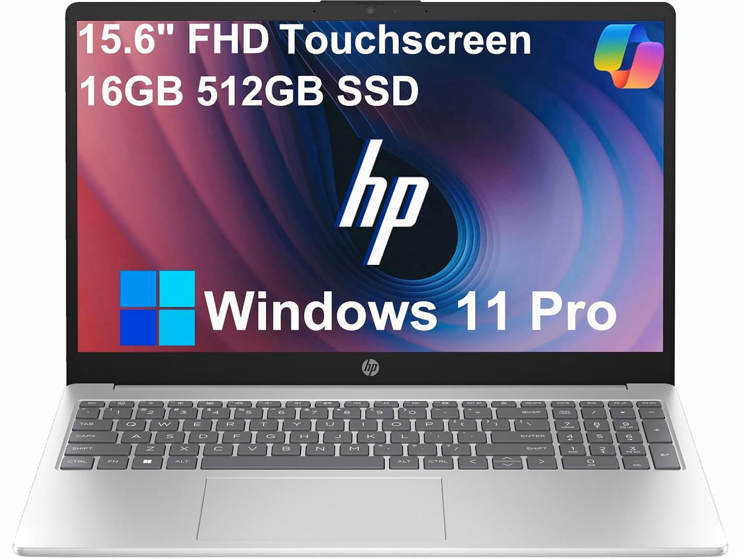 HP 15 Laptop (15.6" FHD Touchscreen, Intel Core i5-1334U (> i7-1255U), 16GB RAM, 512GB SSD) for Business, Students, Home, 10-Hour Long Battery Life, Webcam, Wi-Fi 6, Numpad, Fast Charge, Win 11 Pro