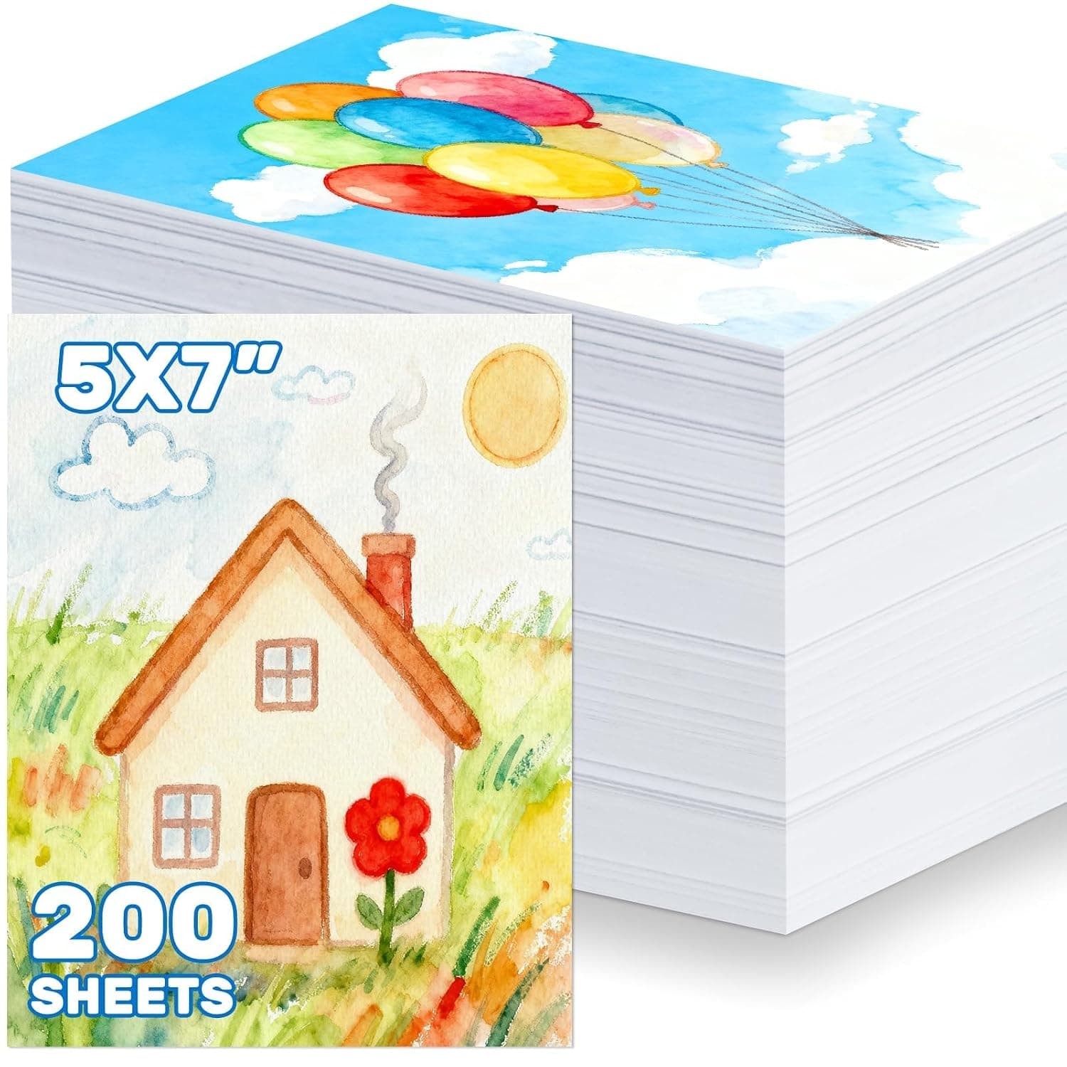 20 Sheets 5 x 7 Inch Watercolor Paper, Cold Press White Art Pad, Thick Paint Paper for Kids Adults, Drawing, Gouache, Marker and DIY Crafts