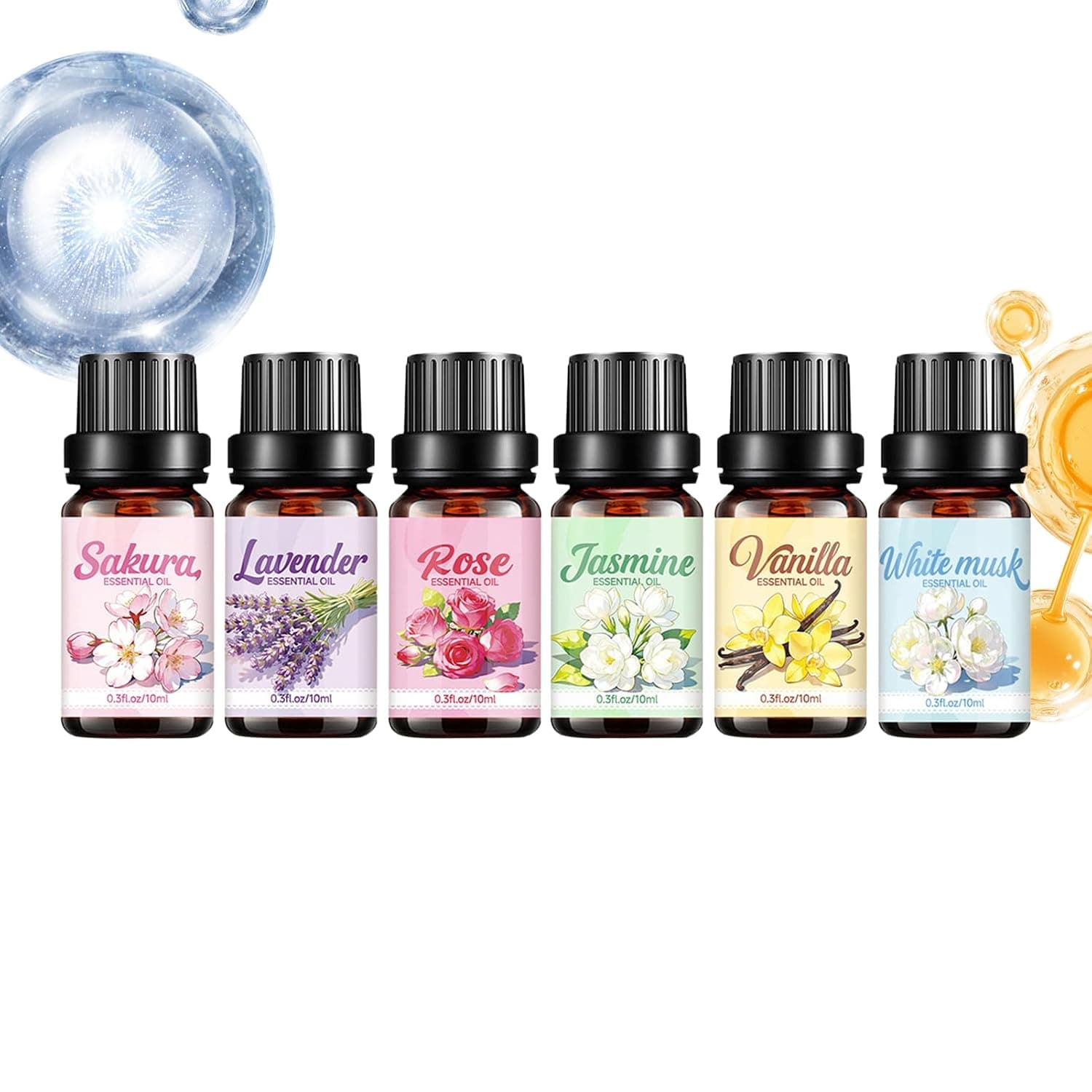 Fragrance Oil 6 Pieces Refreshing Long-Lasting | 10ml Floral Oil for Diffuser for Road Trip Humidifier Christmas Mother's Day Birthday Valentine's Day
