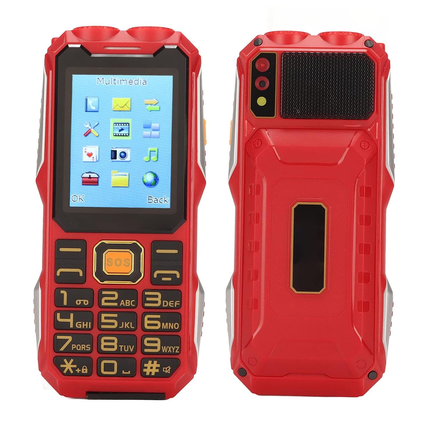 Unlocked Mobile Phone, 2G Senior Cell Phone with 2.4 Inch HD Screen, Easy to Use Big Buttons Big Speaker Big Battery Dual Card SOS Button (Red)