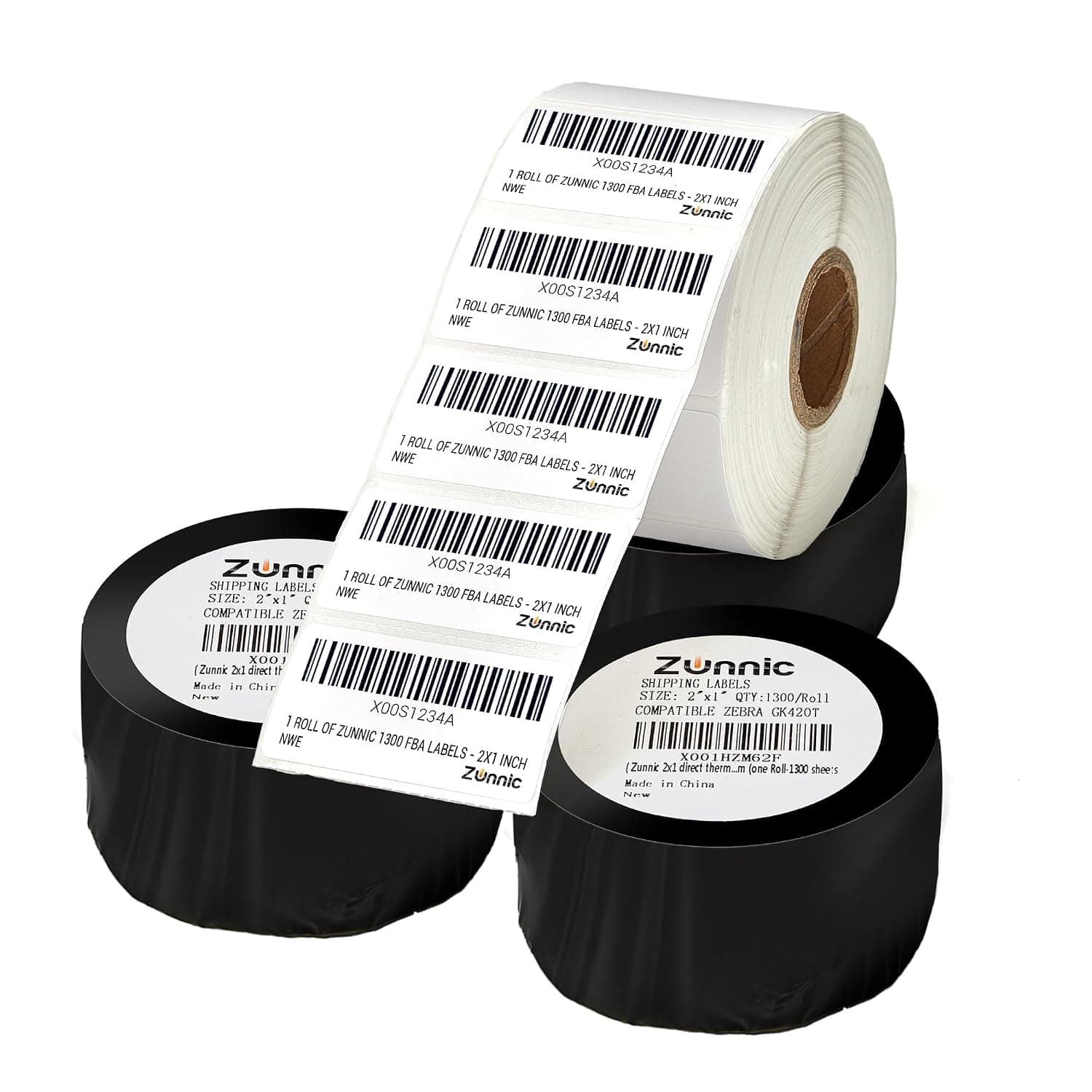 Direct Thermal Labels Roll Set - 1300 2”x1" 2.5cm x 5cm- Multipurpose Barcode FBA Labels UPC FNSKU sticker paper Compatible with Zebra Printer Premium Adhesive & Perforated -(1 Pack) (2.5 cm x 5 cm)
