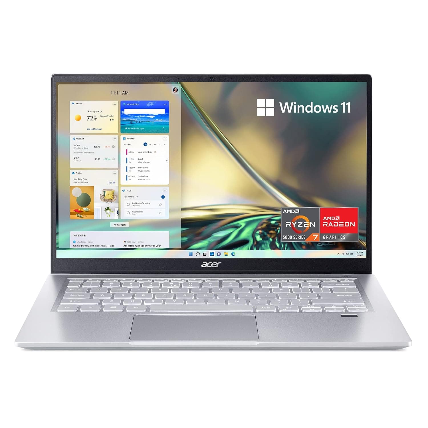 Acer Swift 3 SF314-43-R6NE Laptop | 14" FHD IPS | AMD Ryzen 7 5700U | Radeon Graphics | 16GB LPDDR4X | 512GB SSD | Wi-Fi 6 | Fingerprint Reader | Backlit Keyboard | Windows 11, Silver