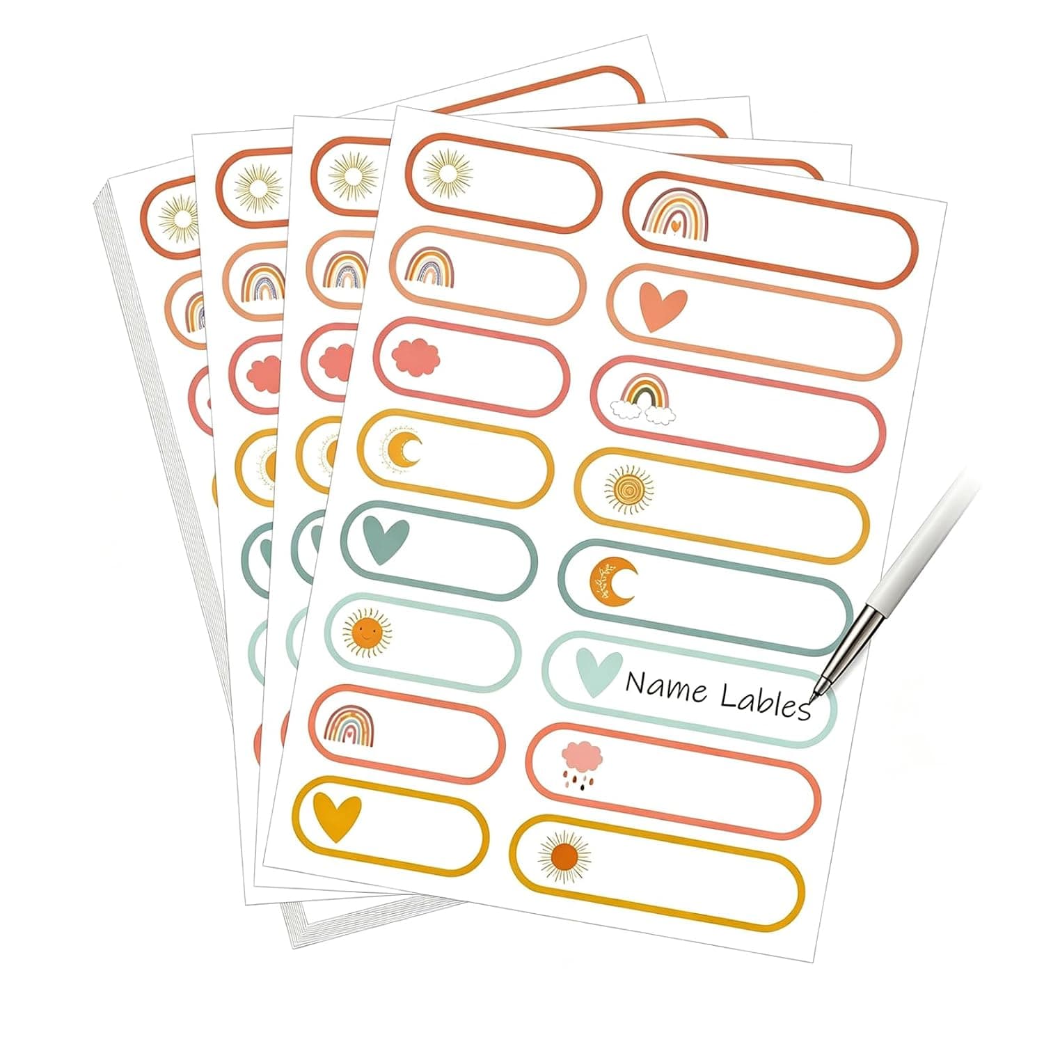 Tazweeq 80 Pcs Name Tag Stickers,Labels for kids,Waterproof Name Stickers for Baby Bottle, 8 Colors Self Adhesive Labels for School,Daycare,Home