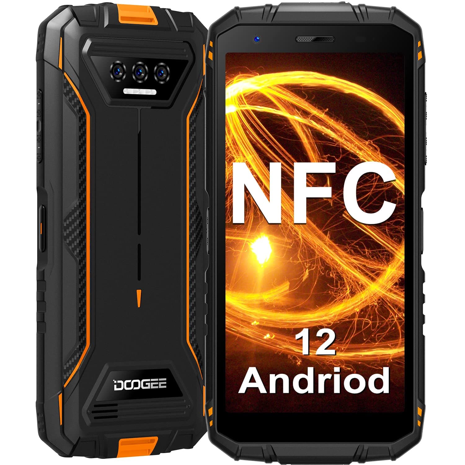 S41 Pro (2022) Rugged Phone, Android 12 Rugged Smartphone, 6300mAh, Max 7GB RAM, 32GB/1TB Extension ROM, 5.5" HD+ Display, 13MP Camera, 4G Dual SIM IP68 Waterproof Phones, Face ID, NFC - Orange