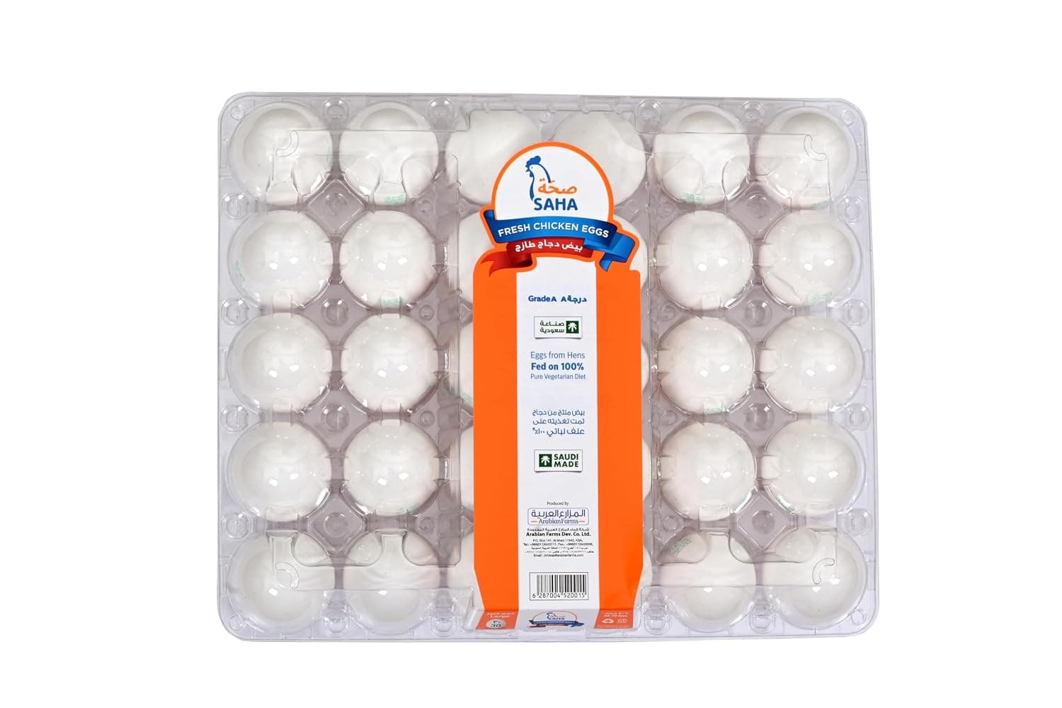 Saha Fresh Chicken Eggs 30-Pieces, Large, White