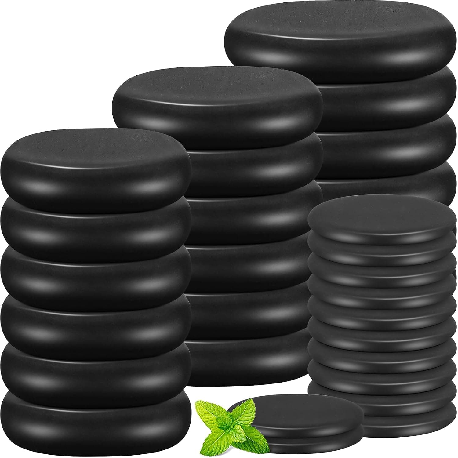 30 Pack Hot Stones for Massage, Black Smooth Basalt Massage Stones Kit with 4 Sizes, Hot Rocks for Body Face Back Foot, Warming Spa Stones for Professional Massage, Home Spa Relaxation
