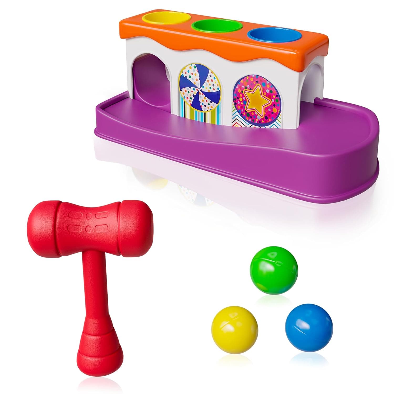 Lollipop Baby Hammer Toy Toddler Activity: Montessori Toys Spark Your Child's Curiosity with Our Ball and Hammer Toddler Toy. Encouraging Creativity and Coordination