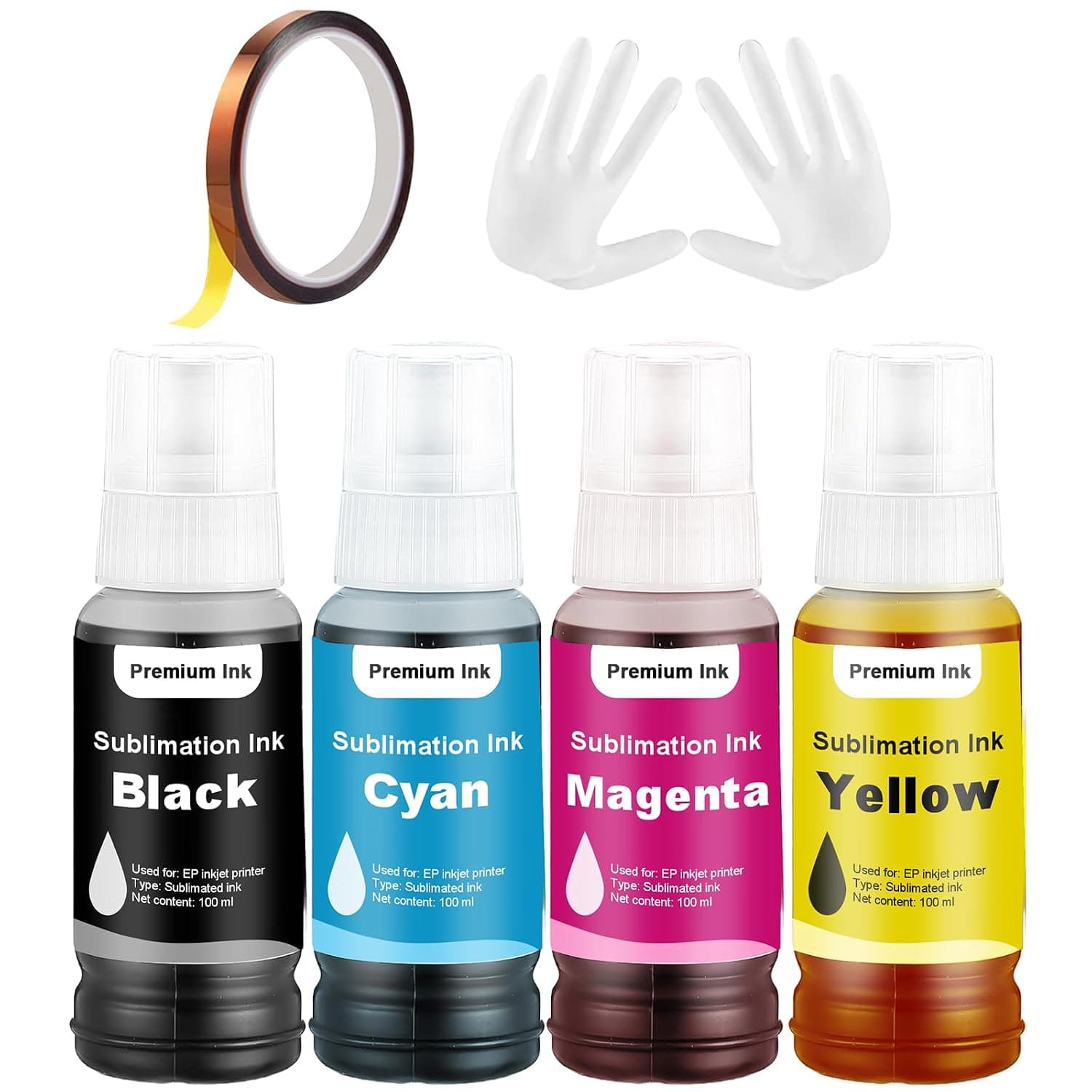 Sublimation Ink Refilled Bottles Compatible for ET-2400 ET-2700 ET-2720 ET-2760 ET-2750 ET-2800 ET-2803 ET-2850 ET-3760 ET-4750 ET-4800 Printer Heat Press Transfer on Mugs T-Shirts (4x100ml)