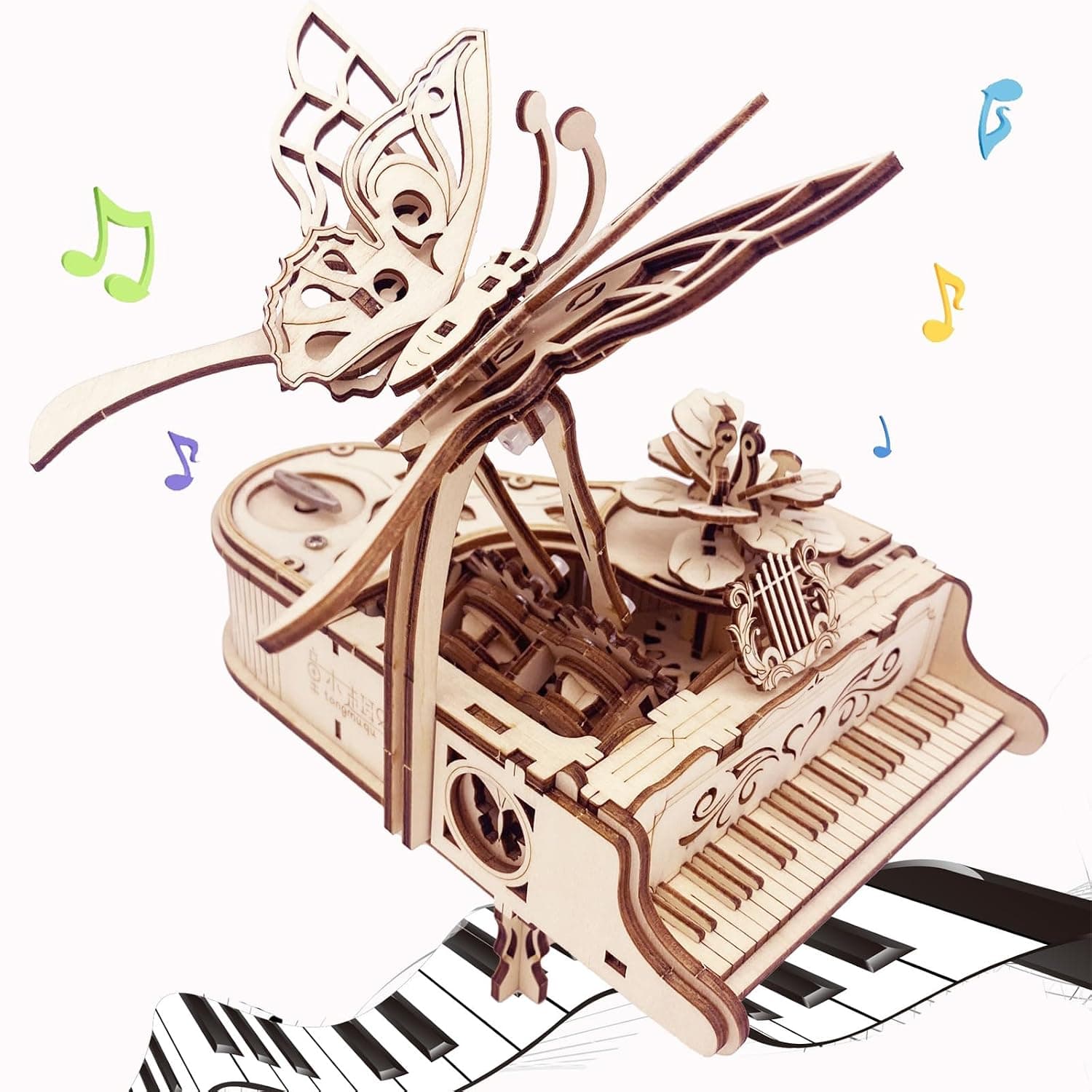 3D Wooden Puzzle for Adults - Piano DIY Music Box Wooden Model Kits Building Kits Construction Craft Kits Mechanical Puzzles for Age 15+ Years Old