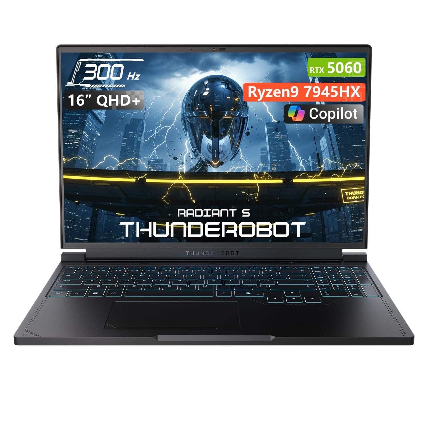 Thunderobot Radiant 16S R9 5070 300Hz Gaming Laptop, 16" QHD+ 2.5K, AMD Ryzen 9 9850HX, GeForce RTX 5070, up to 300Hz Hummingbird Display, 16GB DDR5, 1TB SSD, RGB Backlit KB, Wi-Fi 6, Win 11 Home
