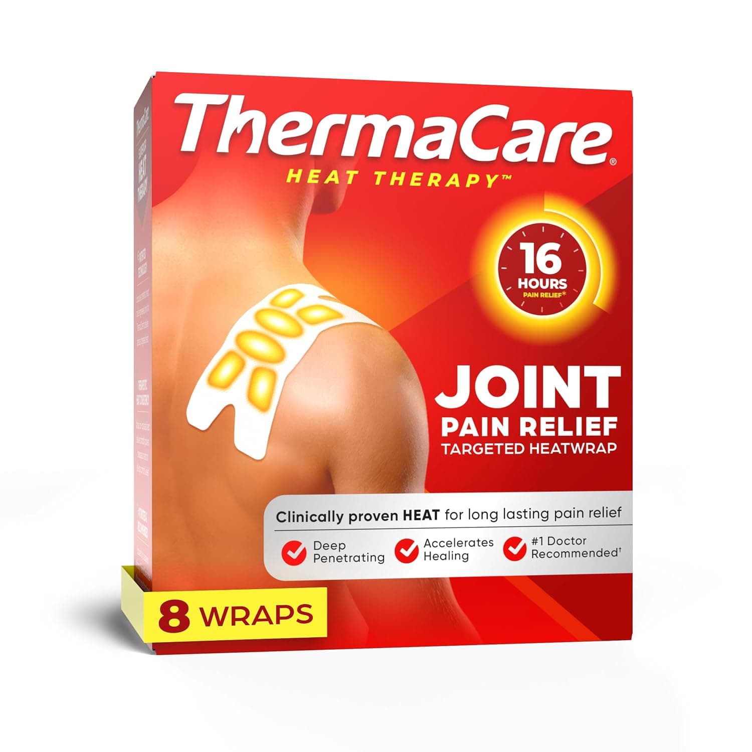 ThermaCare Portable Heating Pads for Muscle & Joint Pain Relief, 8 Count | Adhesive Heat Wraps, Drug-Free Therapy, Flexible, Discreet Patches for Daily Comfort & Wear
