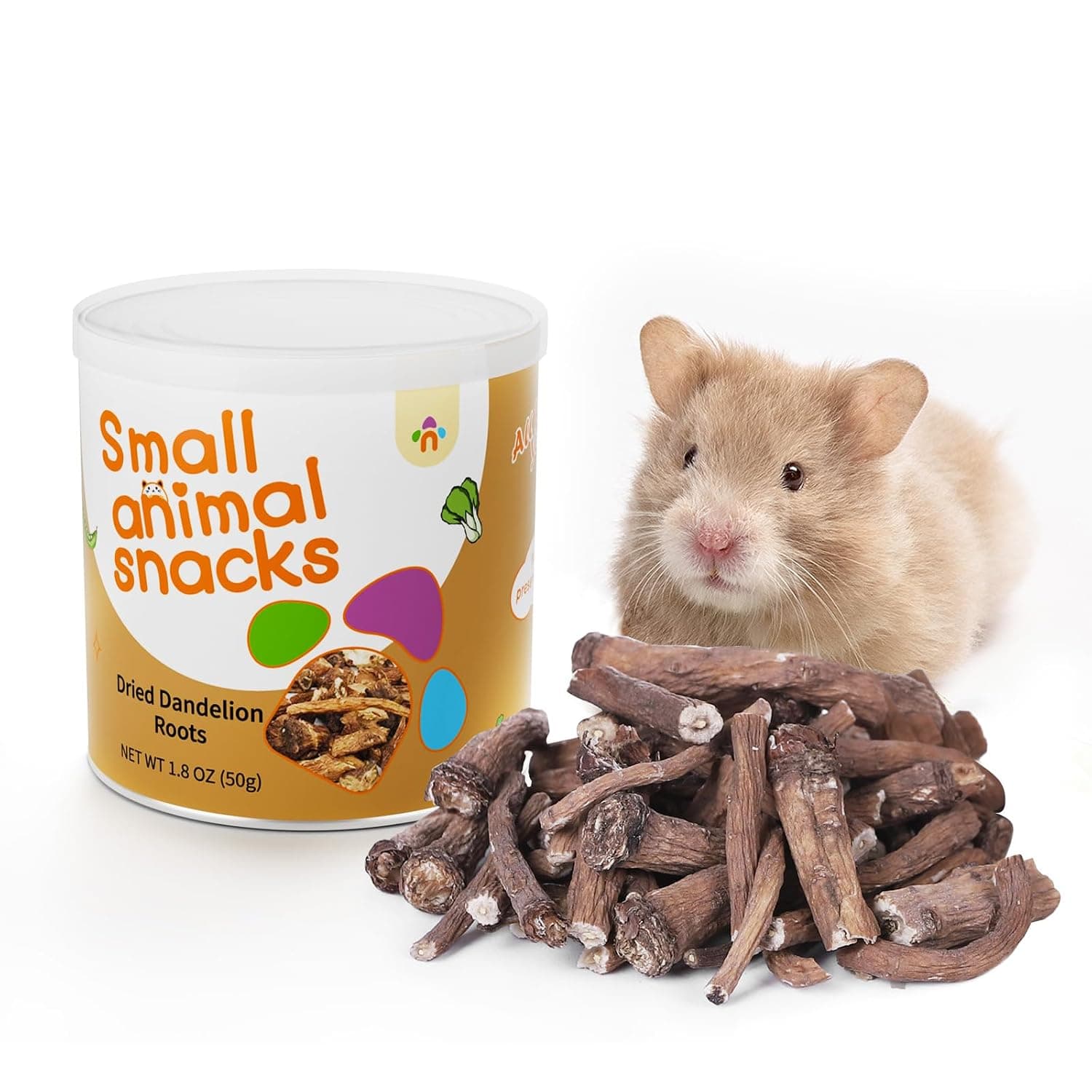 Niteangel Hamster Snacks and Treats Toy - Natural Treat for Dwarf Hamsters, Syrian Hamsters, Robo Hamsters, Gerbils, Mice, Degus or (Dried Dandelion Roots - 1.8 oz (50 g)) | Delivers Essential Vitamins & Minerals- Small Animal Natural Treat for Dwarf Syrian Hamsters Gerbils Mice Degus or Small Pets