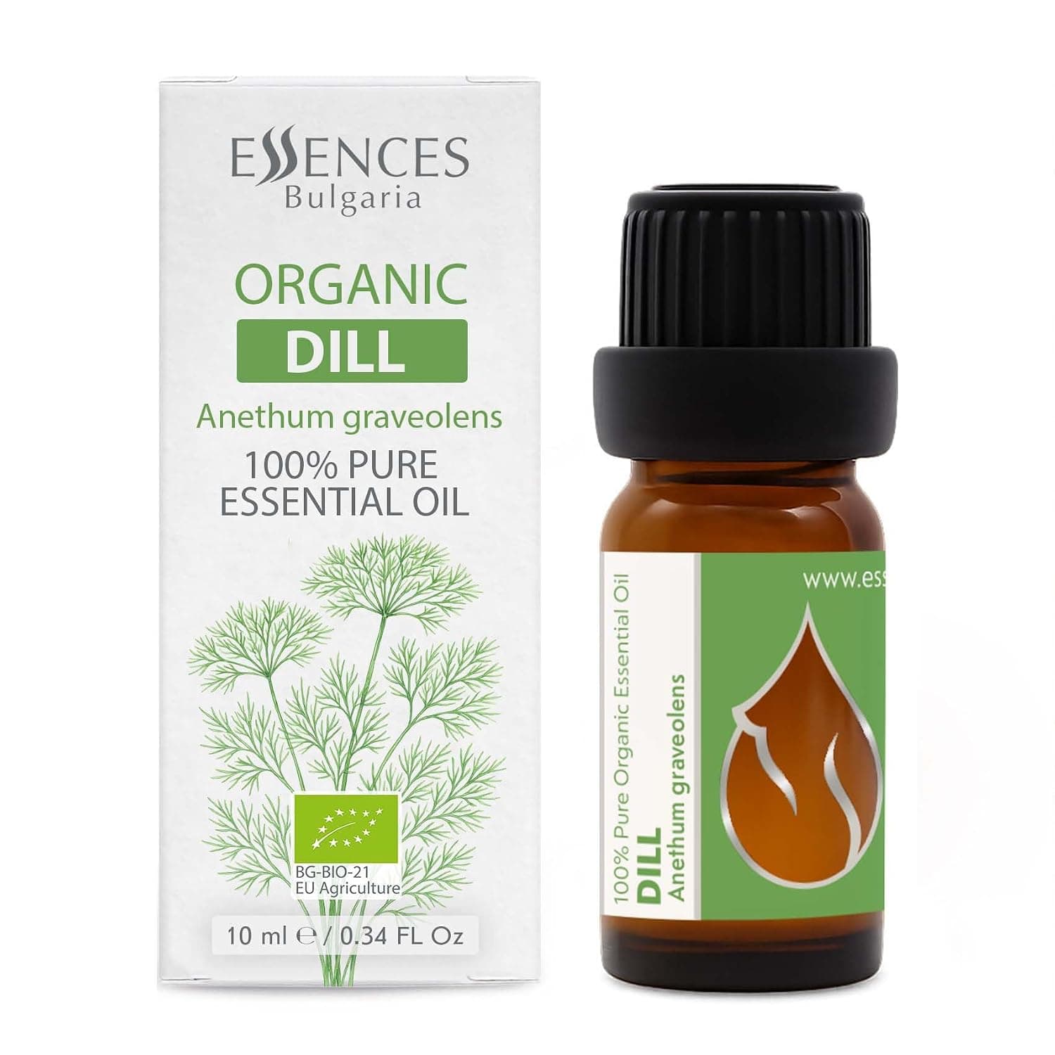 Essences Bulgaria Organic Dill Essential Oil 1/3 Fl Oz | 10ml | Anethum graveolens | 100% Pure and Natural | Undiluted | Therapeutic Grade | Family Owned Farm | Steam-Distilled | Non-GMO