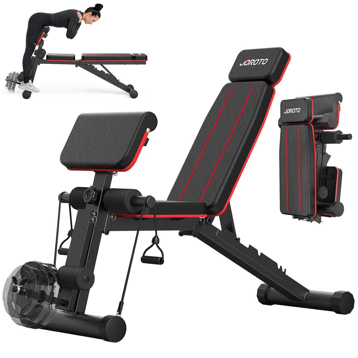 JOROTO Adjustable Weight Bench, Full Body Workout Strength Training Bench Press Foldable Incline Decline Bench Sit Up Exercise Equipment for Home Gym 700lbs/800lbs/1000lbs