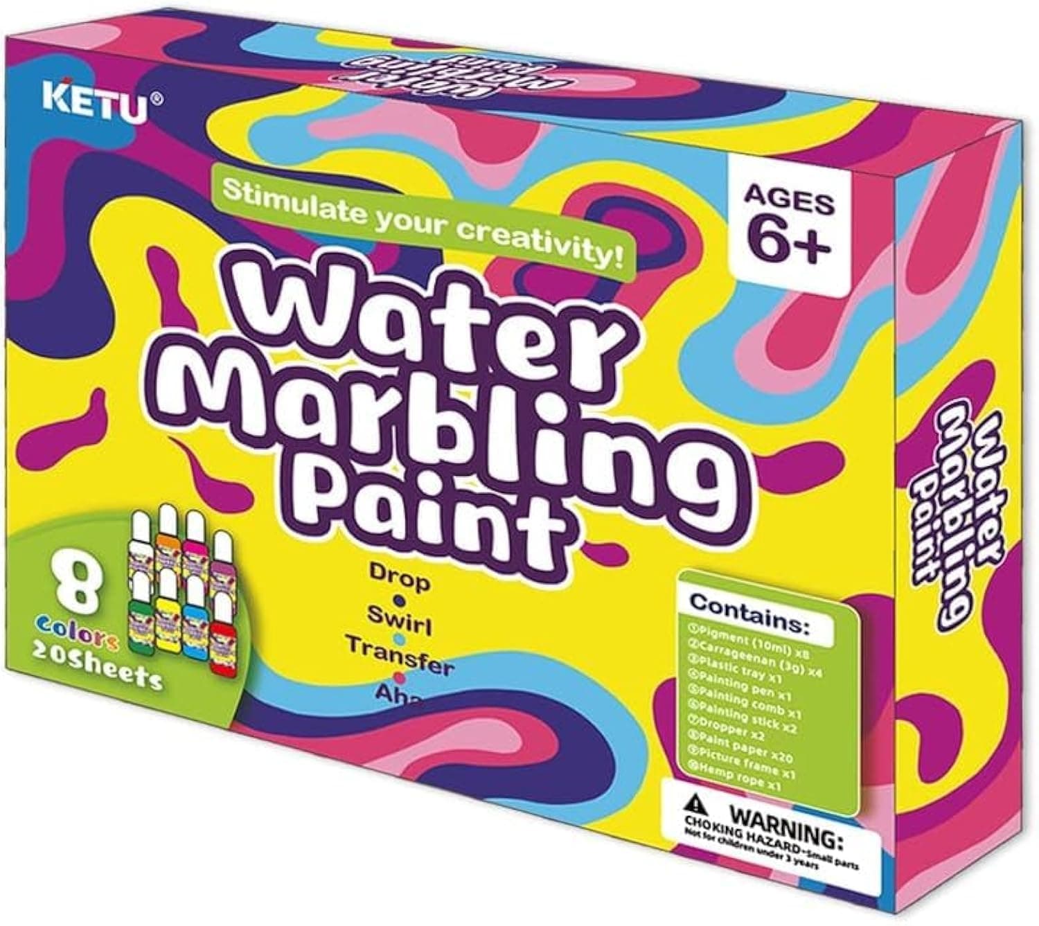 Alybrol Marbling Paint Art Kit for Kids, Water Marble Art, Arts and Crafts for Girls & Boys 6-12 Years Old, Craft Kits, Birthday Gift Ideas Activities Toys