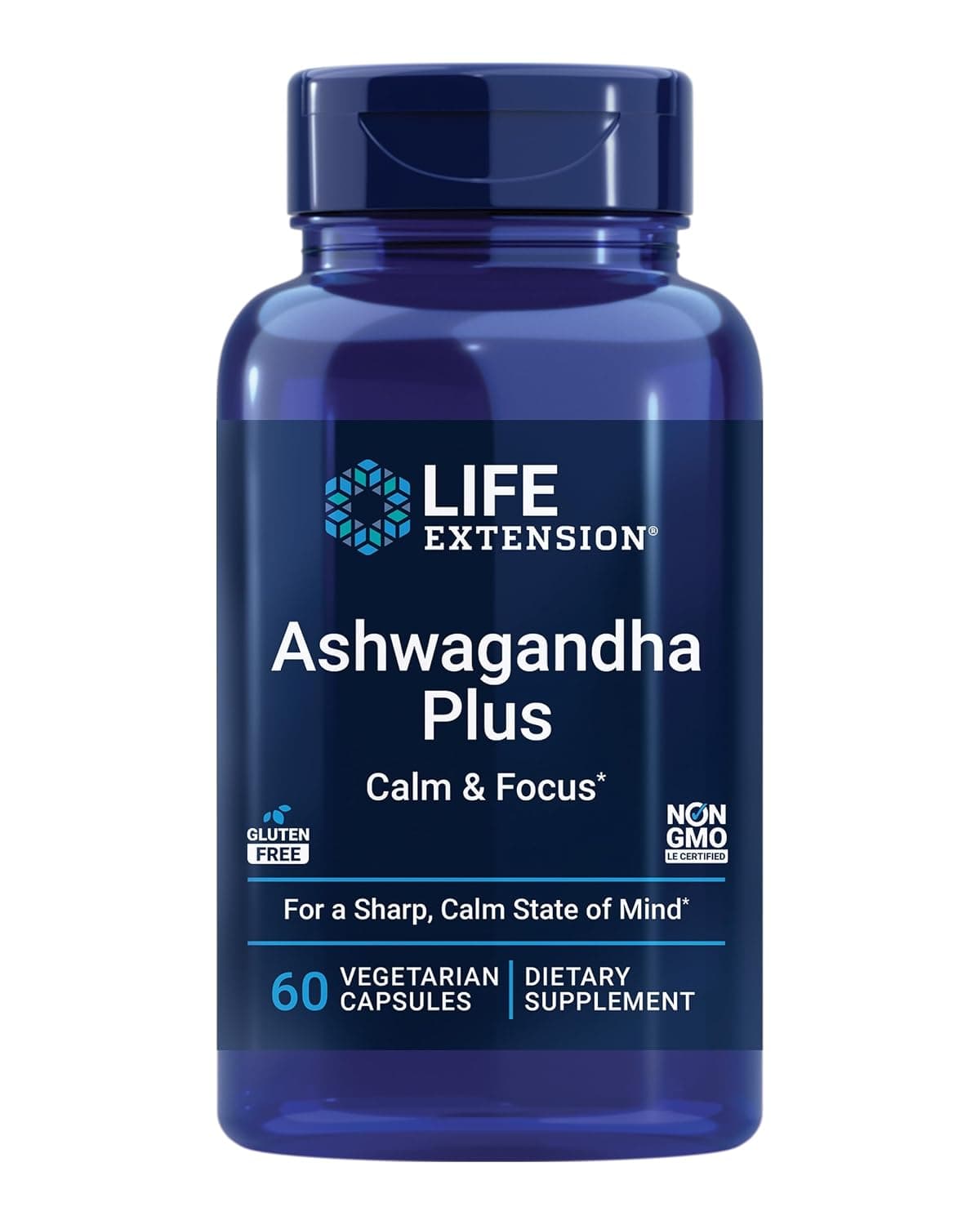 Life Extension Ashwagandha Plus Calm & Focus, ashwagandha Extract, Spearmint Extract, Focus, Attention, Relaxation, Advanced Formula, 60 Vegetarian Capsules