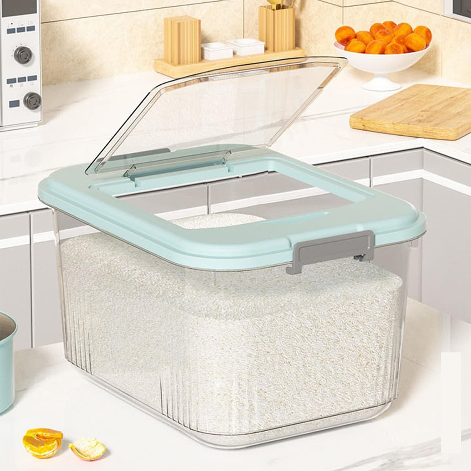 Rice Storage Container,Household Rice Barrel,Food Flour Storage Bins with Lids & Cup,BPA Free,Kitchen Extra Large Grain Storage Containers,Cat/Dog Food Storage Container (17.5KG)