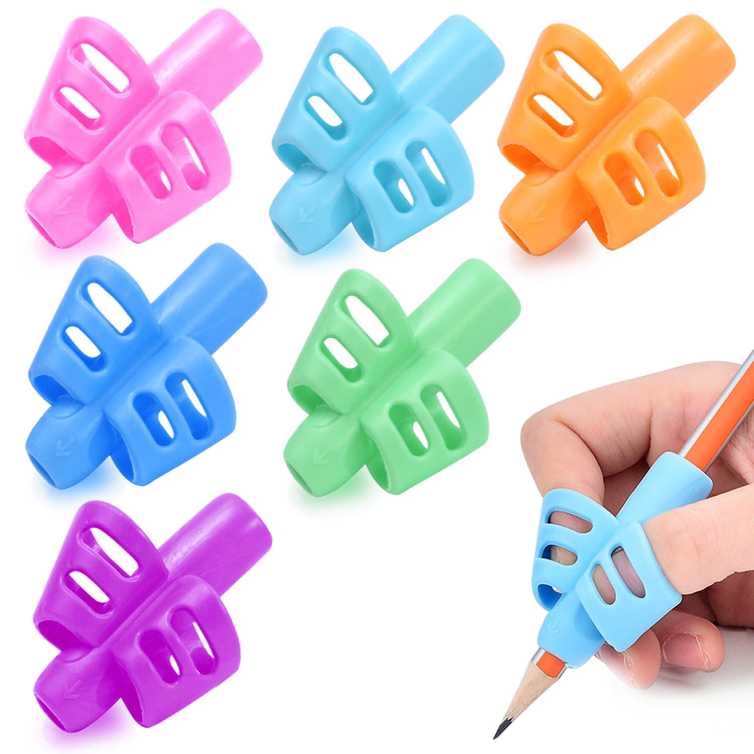 Pencil Grips for Kids Handwriting Correction Training Writing AIDS Pencil Gripper Pencil Holder Posture Special Needs for preschooler Kids Toddler Children (6 PCS)