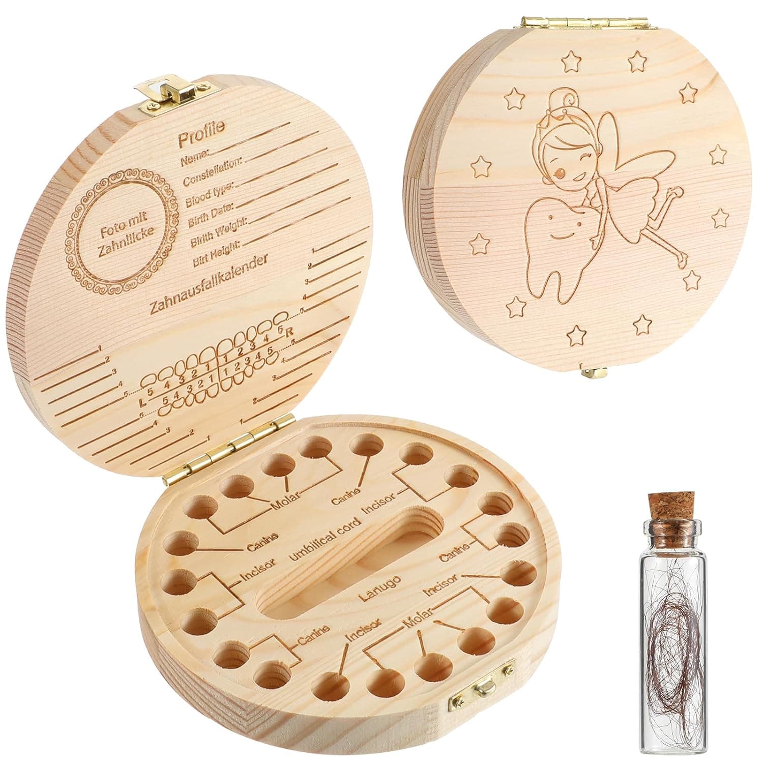 YelaJoy Wooden Baby Tooth Box Natural Timber Keepsake Case | natural wood, keepsake, lost teeth, infant memory, nursery, baby shower gift