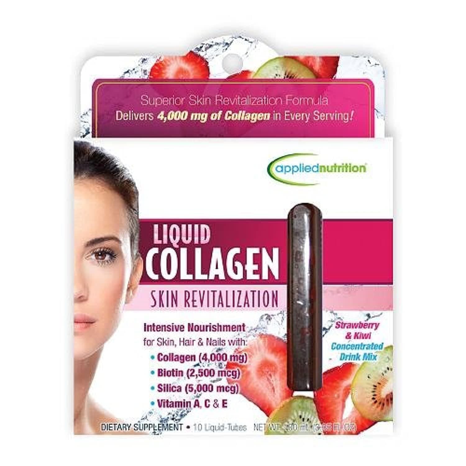 Applied Nutrition Liquid Collagen Skin Revitalization, Liquid-Tubes, Strawberry and Kiwi