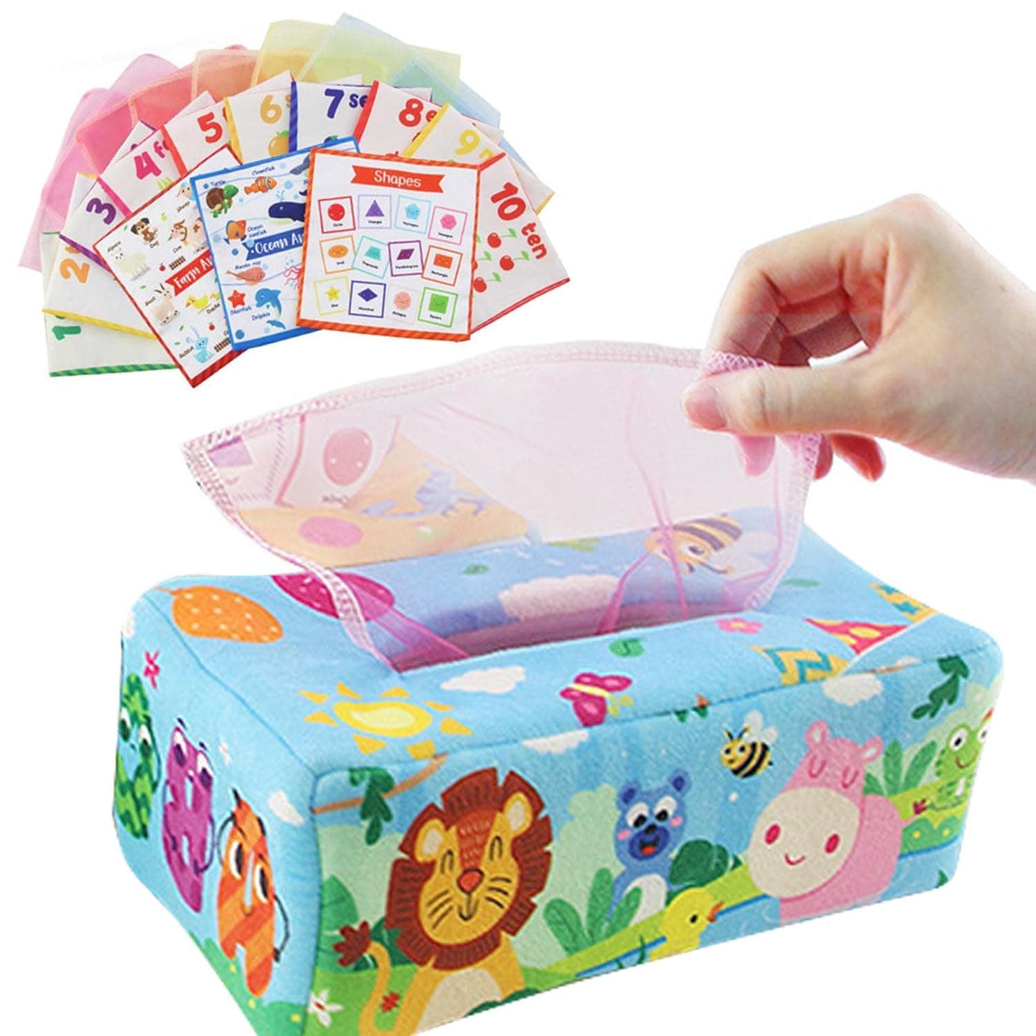 Toy | Sensory Pull Along Toddler Infant Baby Tissue Box,Rainbow Dance Scarves for Toddler, Infants Educational Preschool Learning (Color : Animal)